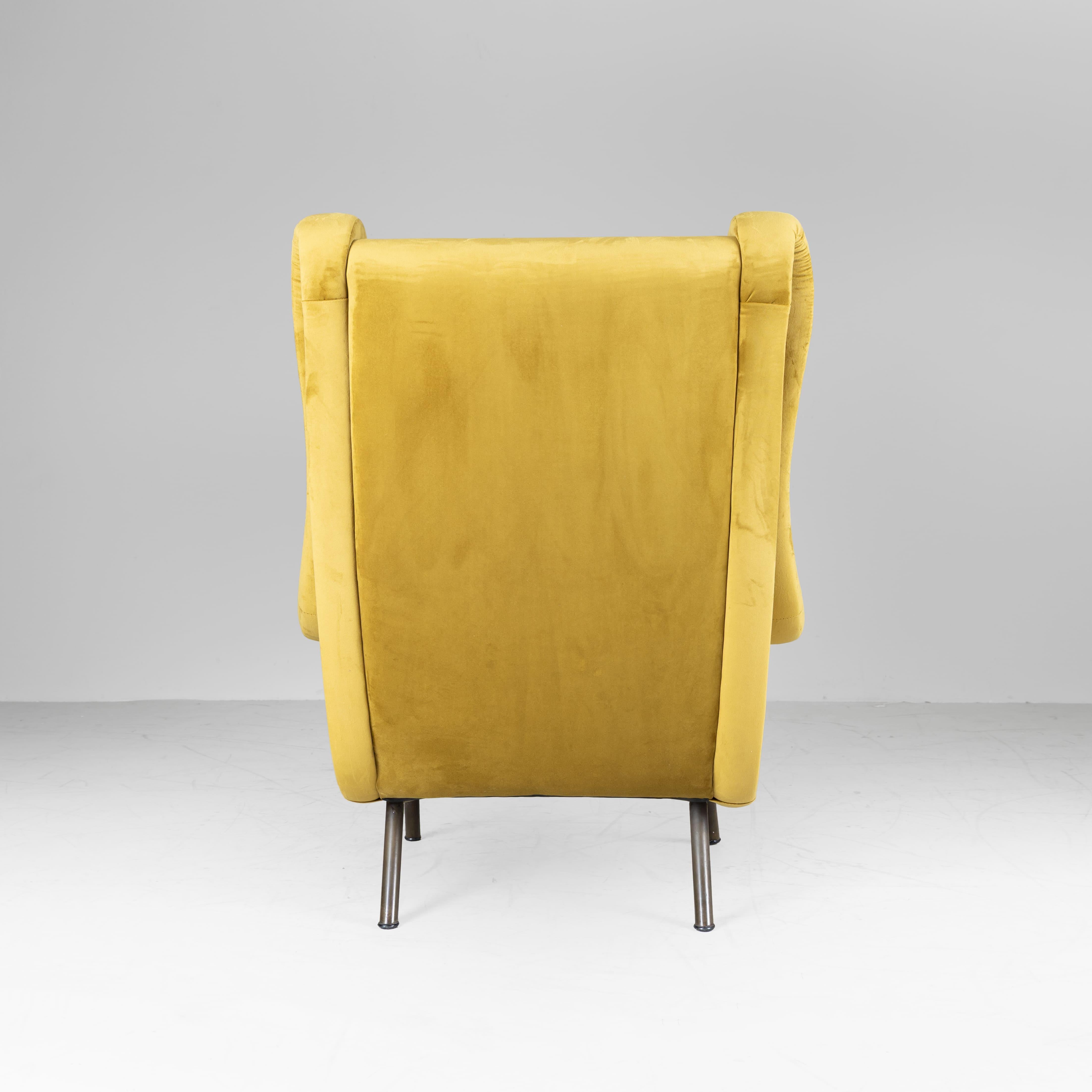 Fauteuil senior en velours jaune moutarde Marco ZanCo pour Arflex, 1951 Bon état - En vente à Milano, Lombardia