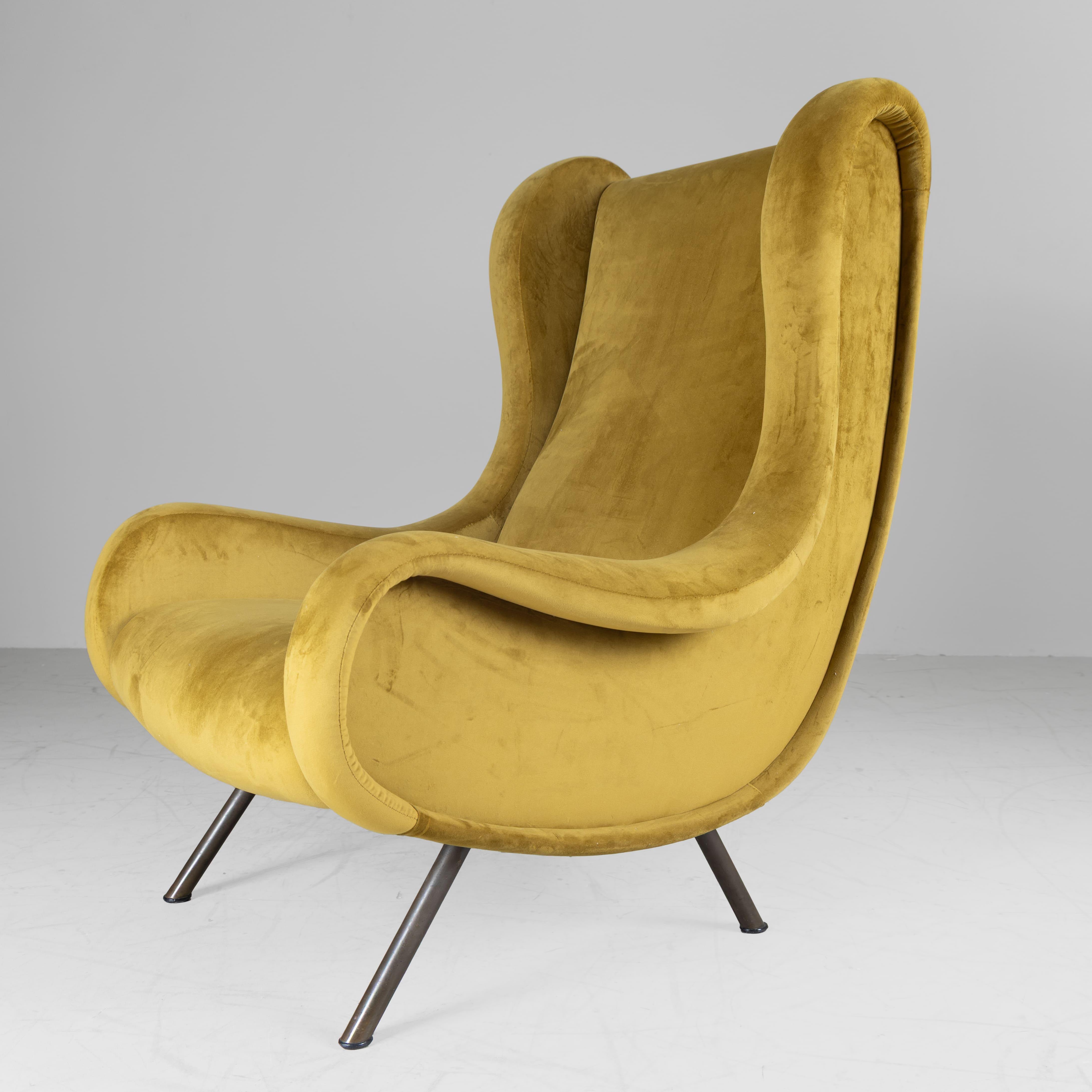 Fauteuil senior en velours jaune moutarde Marco ZanCo pour Arflex, 1951 en vente 2