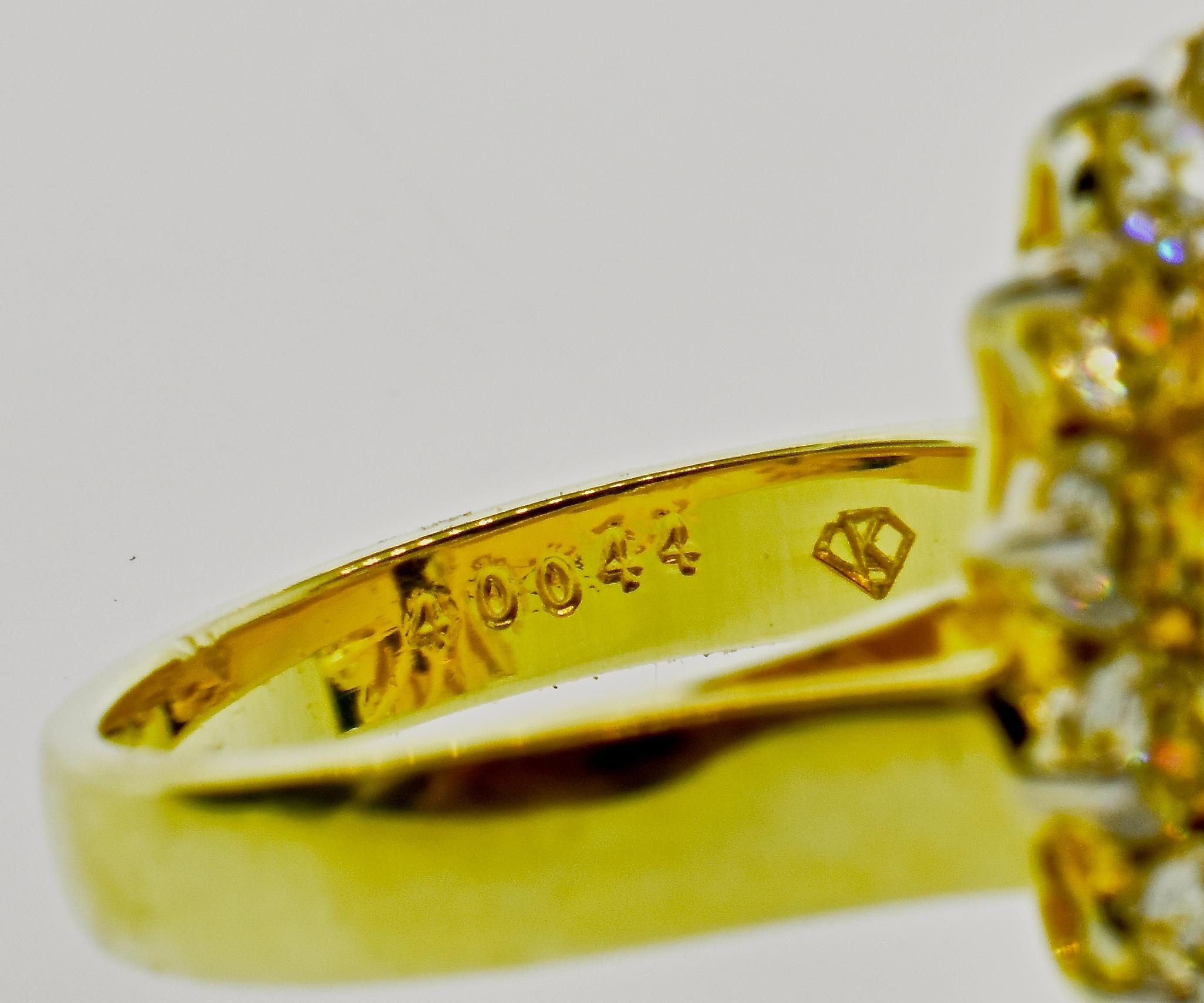 Yellow Natural Sapphire and White Diamond Ring 5