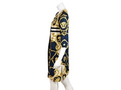 Yellow & Navy Blue Vintage Hermes Sport Printed Coat