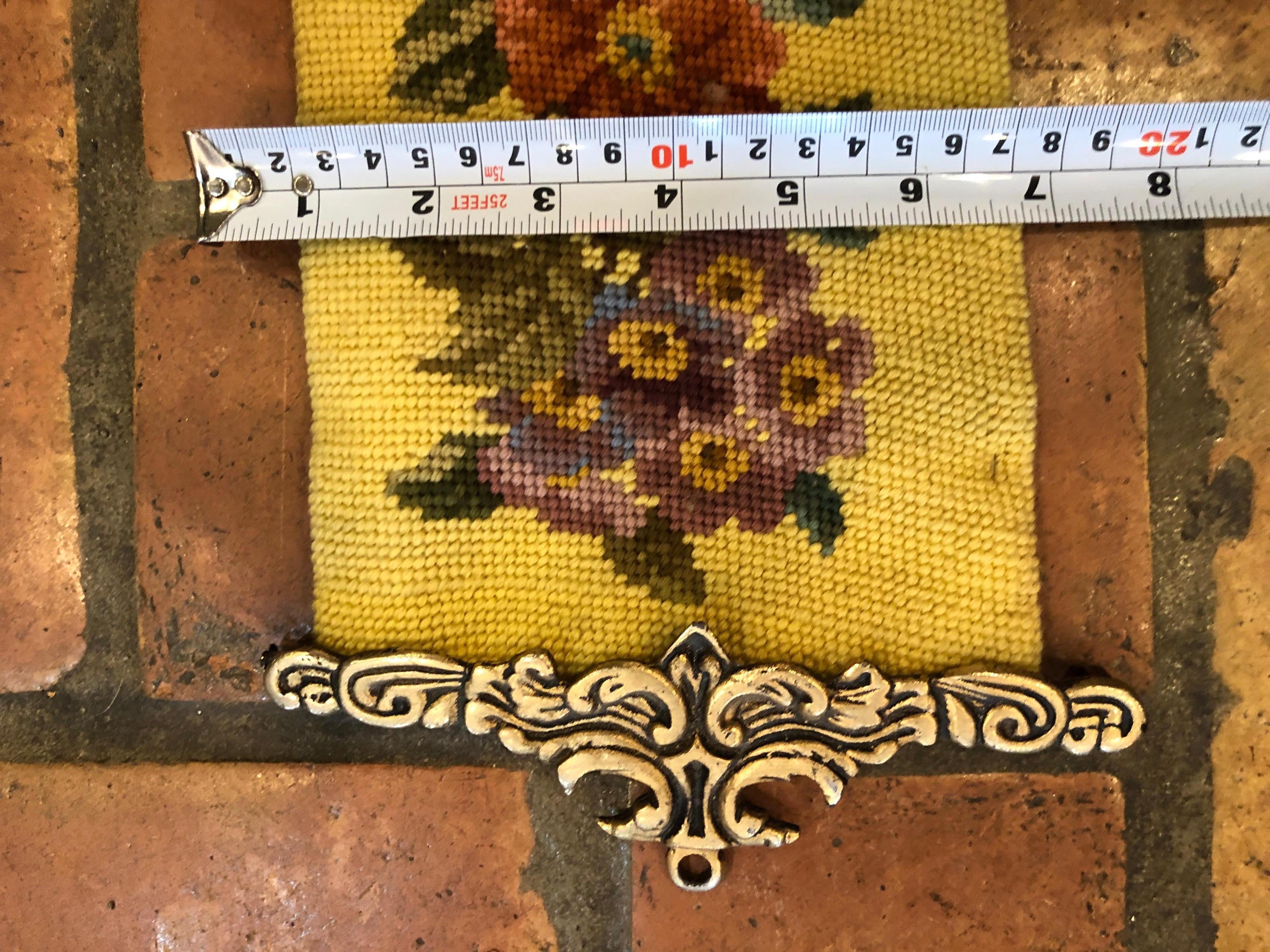 Antique Yellow Needlepoint Bell Pull 6
