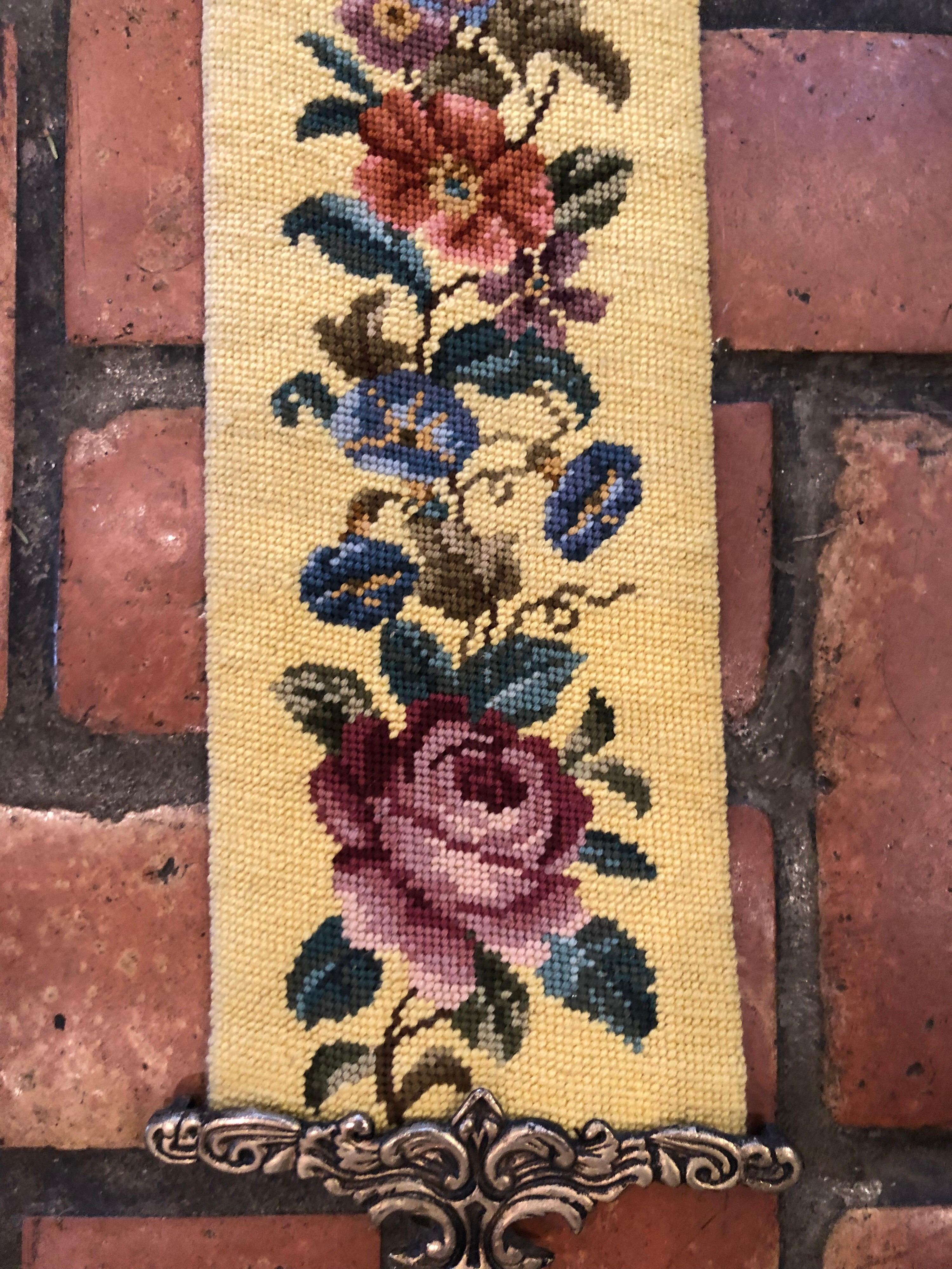 Mid-20th Century Antique Yellow Needlepoint Bell Pull