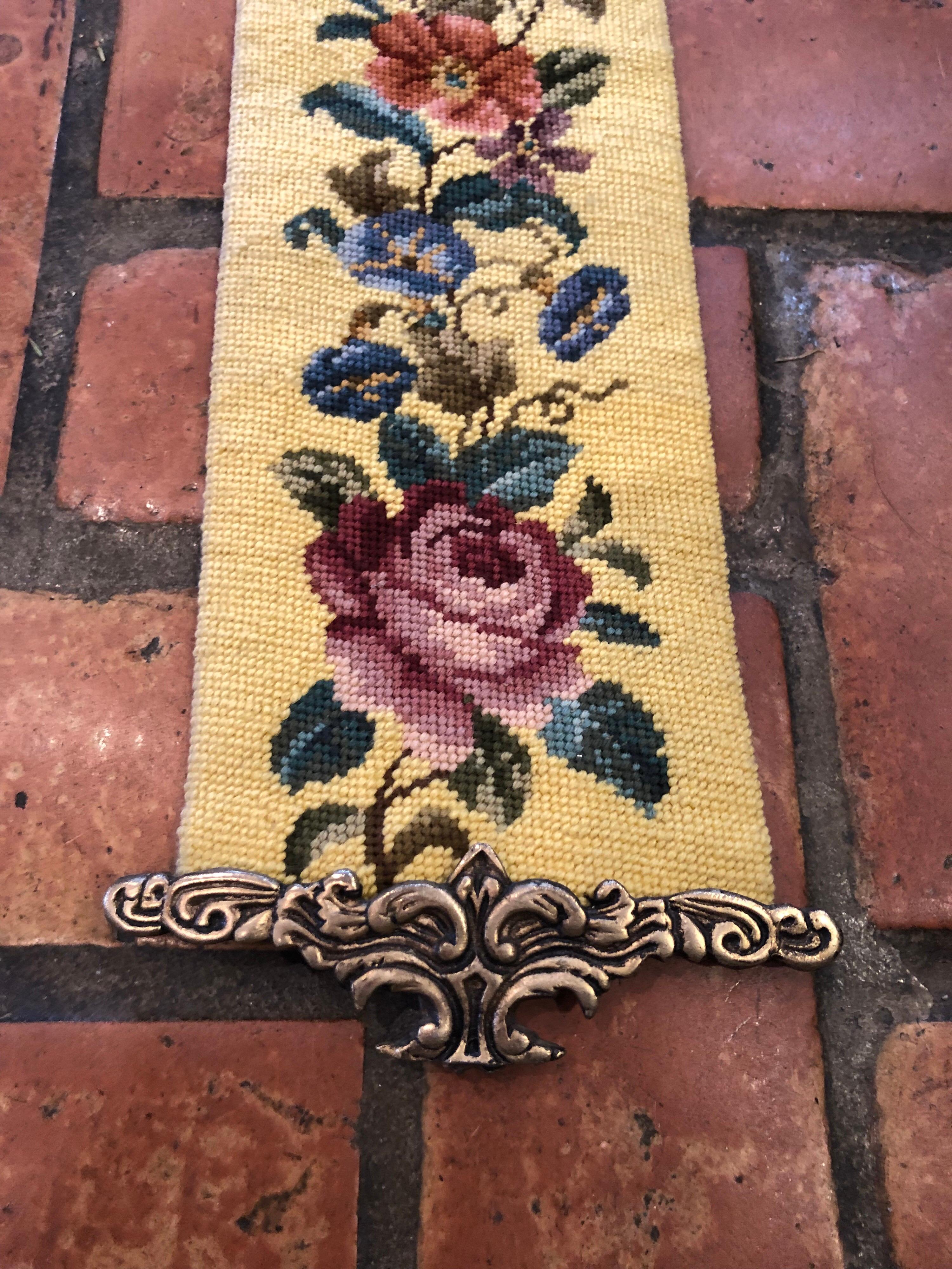 Wool Antique Yellow Needlepoint Bell Pull