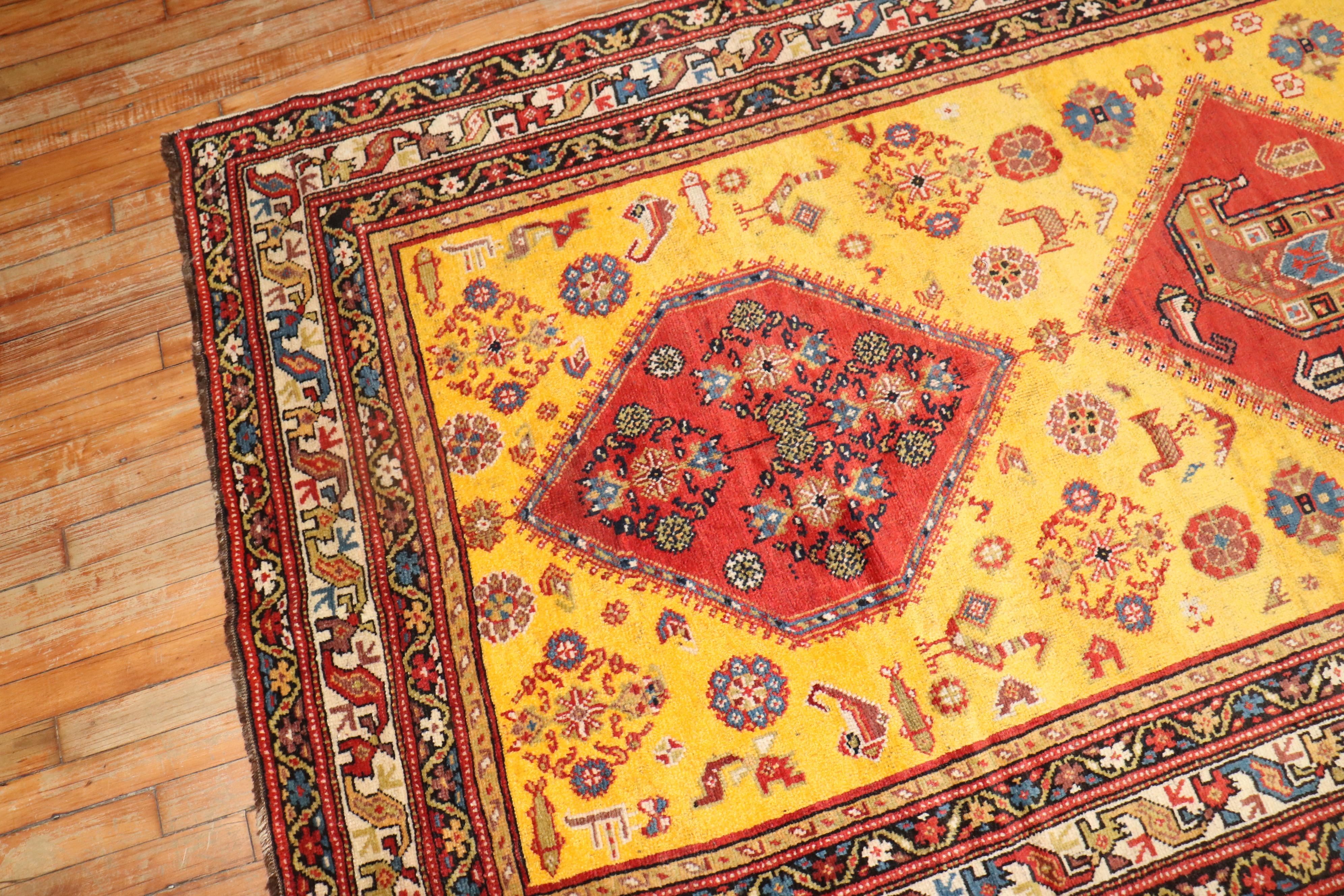Yellow Northwest Persian Tribal Rug For Sale 2