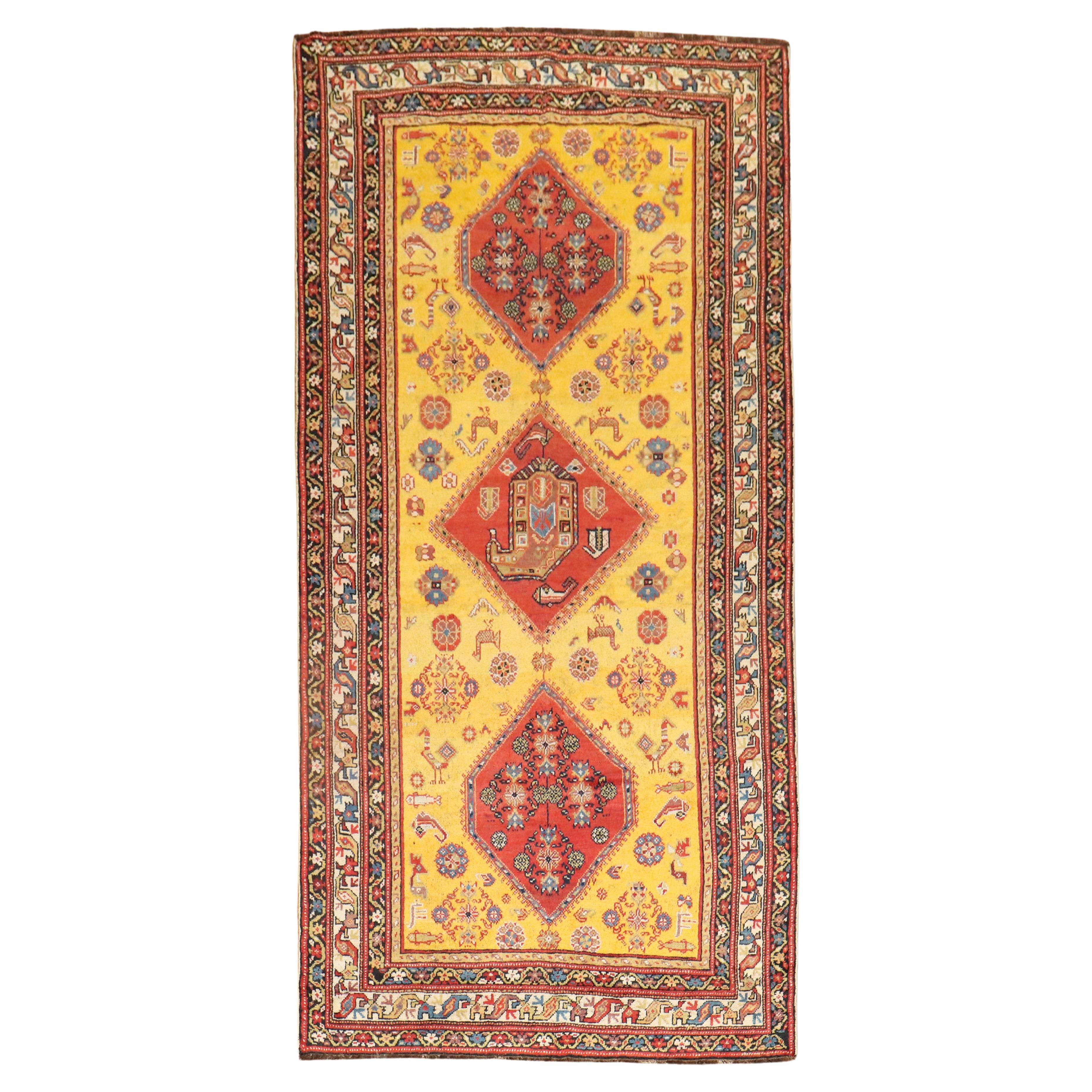 Yellow Northwest Persian Tribal Rug For Sale