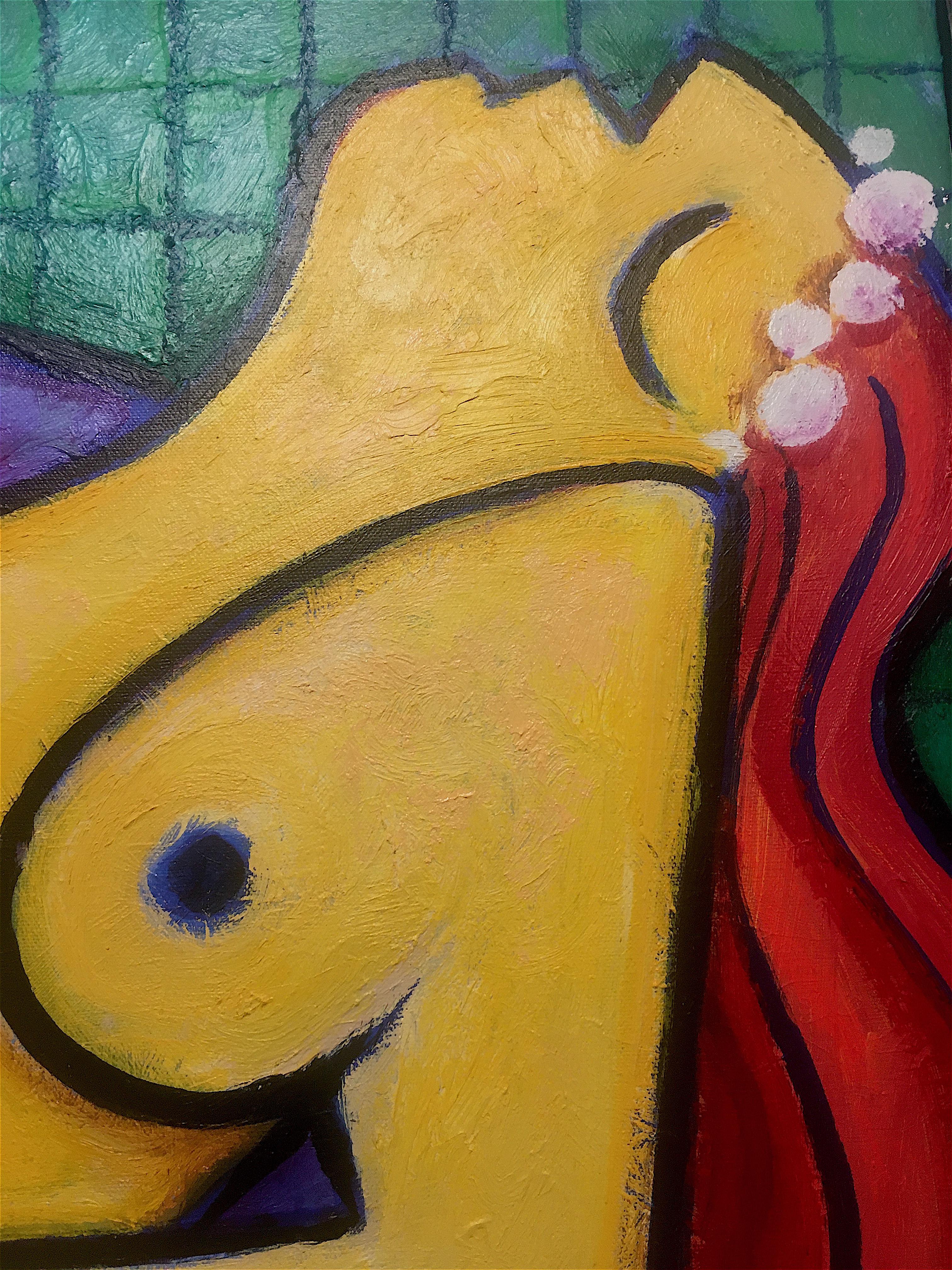 „Gelber Akt“ Gemälde von Benjamin Casiano, 2015 (Moderne) im Angebot