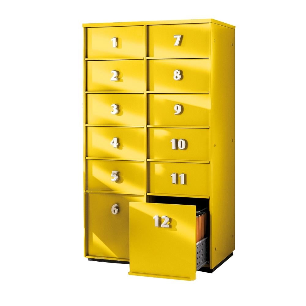 Modern Yellow Numbered Toolbox, Designed by Pietro Arosio, Made in Italy For Sale