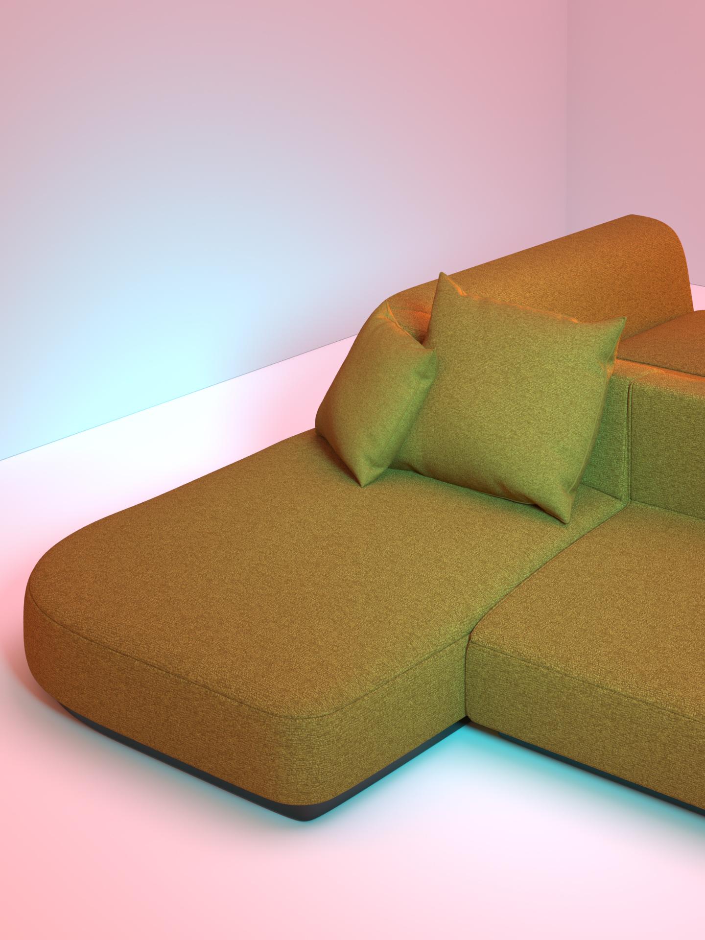 Yellow Ochre Modular Sofa Slope by Andrea Steidl for Delvis Unlimited In New Condition For Sale In Milano, Lombardia