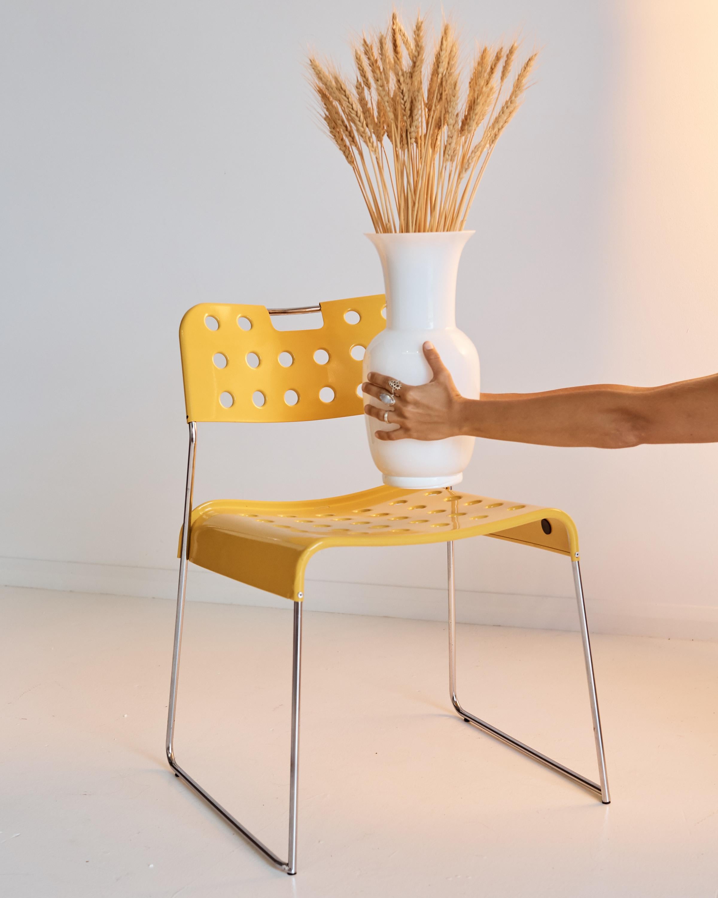 Italian Mid Century Modern Yellow Omstak Chair by Rodney Kinsman for Bieffeplast, 1972