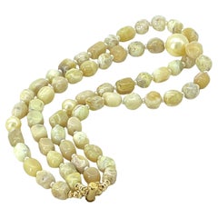 Doppelstrang-Halskette mit gelbem Opal und 14 Karat Gold-Füllung