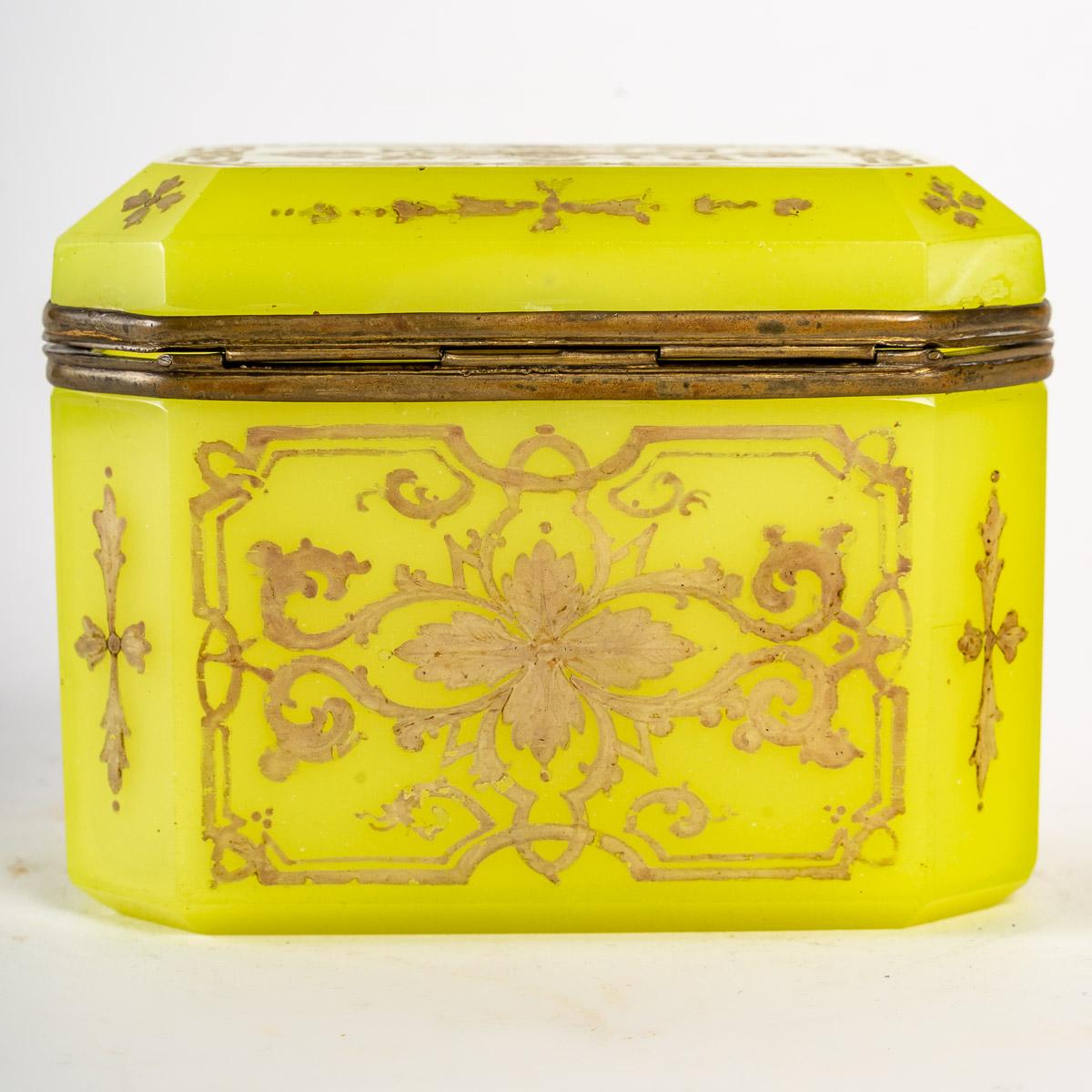 European Yellow Opaline Box, 19th Century