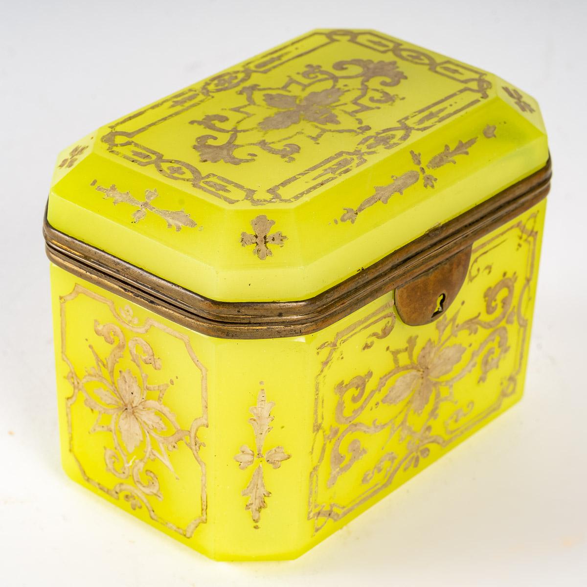 Opaline Glass Yellow Opaline Box, 19th Century