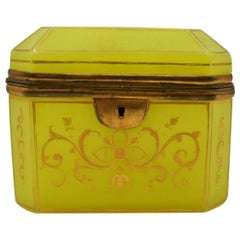 Antique Yellow Opaline Box