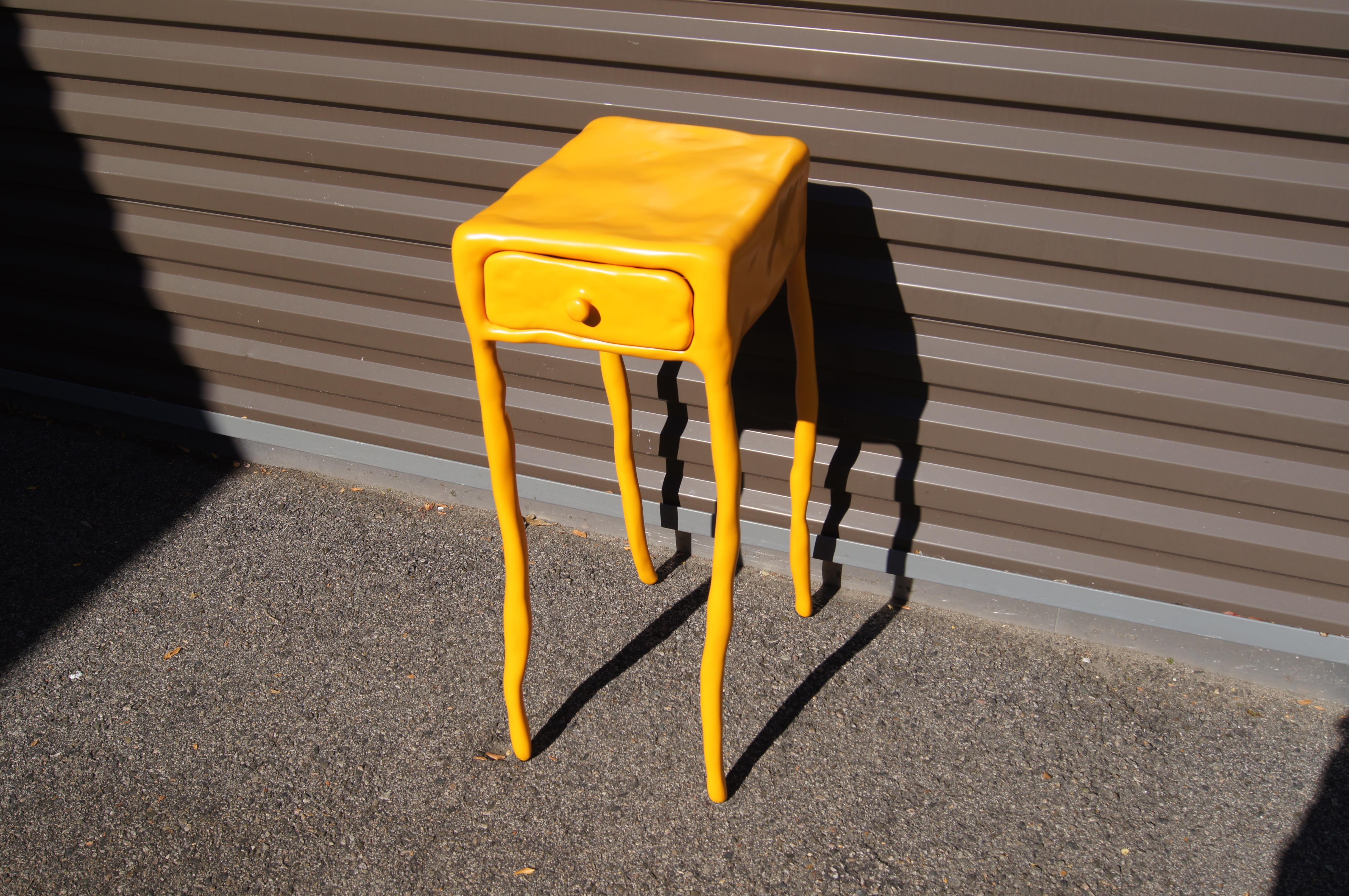 Italian Yellow-Orange Clay Collection Side Table with Drawer by Maarten Baas