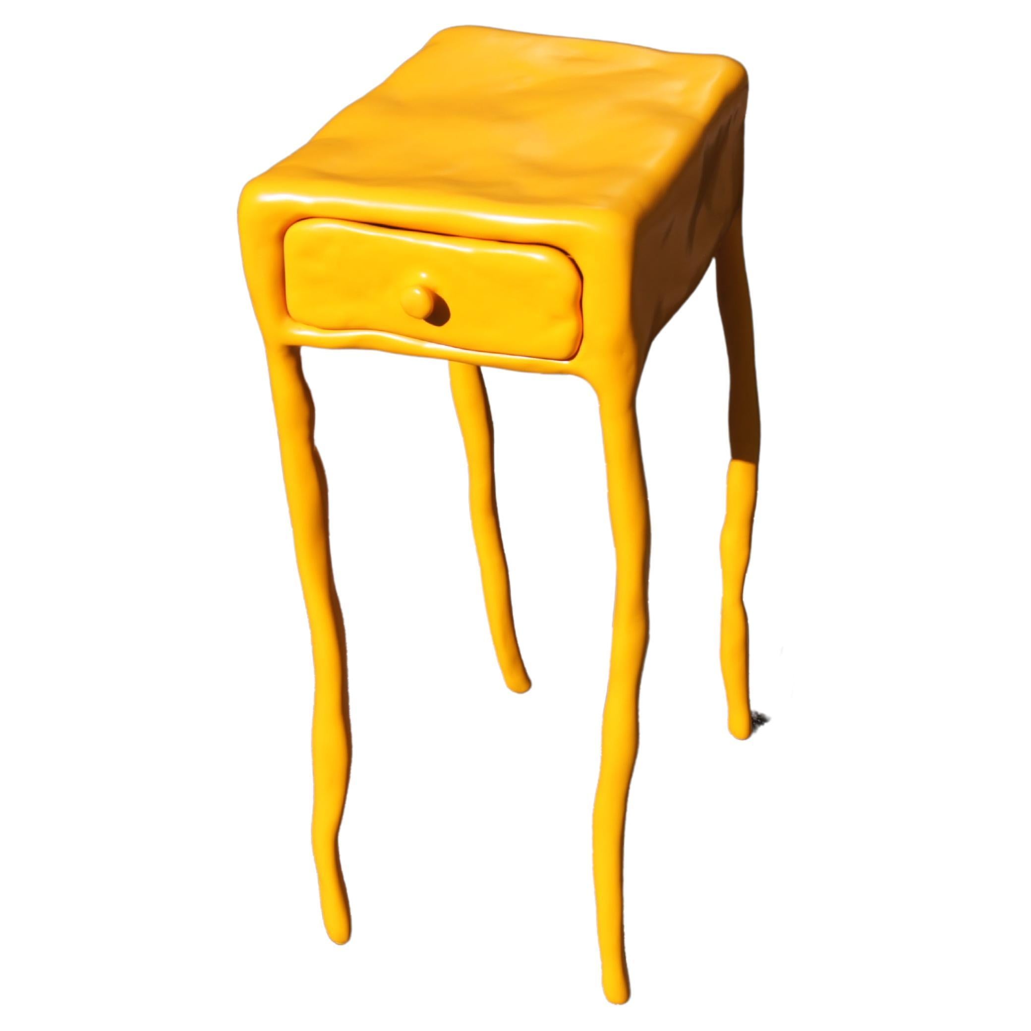 Yellow-Orange Clay Collection Side Table with Drawer by Maarten Baas