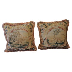 Yellow & Orange Set of '2' Aubusson Square Tapestry Pillows