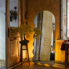 Yellow Organic Modern Mirror with Arched and Wavy Form - Archvyli L8