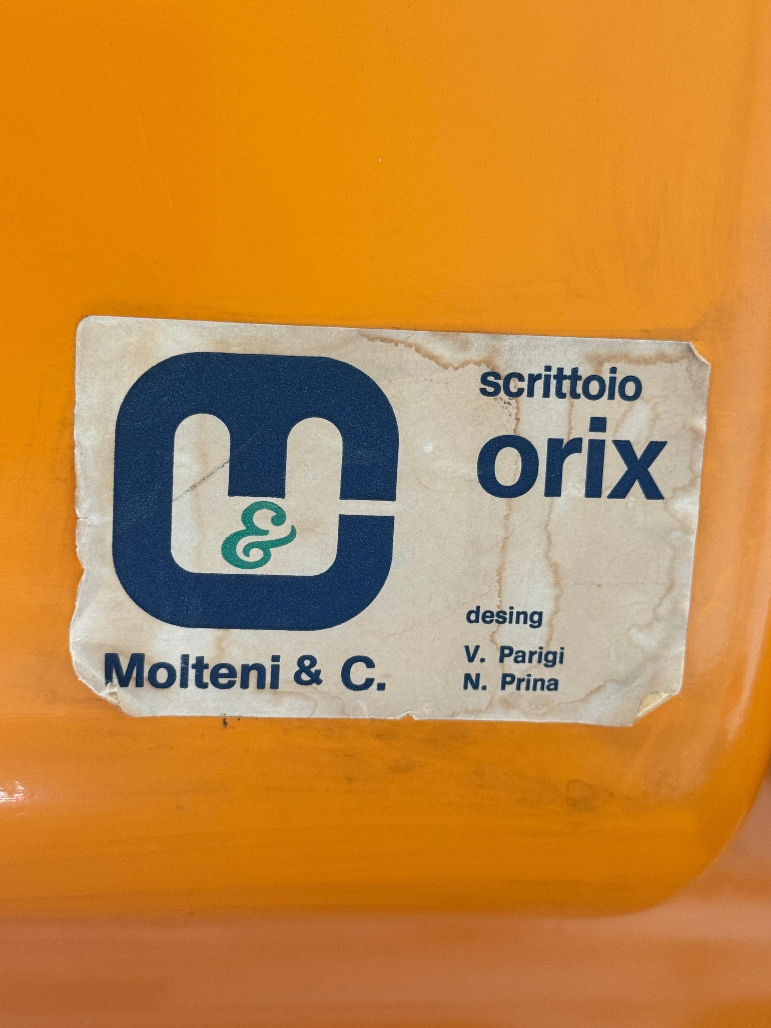Space Age Scrivania Orix gialla di Nani Prina & Nani Prina per Molteni, anni '70