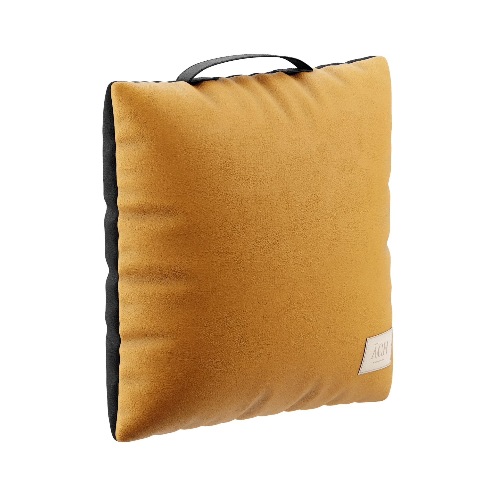 Portuguese Yellow Outdoor Throw Pillow, Modern Waterproof Square Cushion Decor Handle