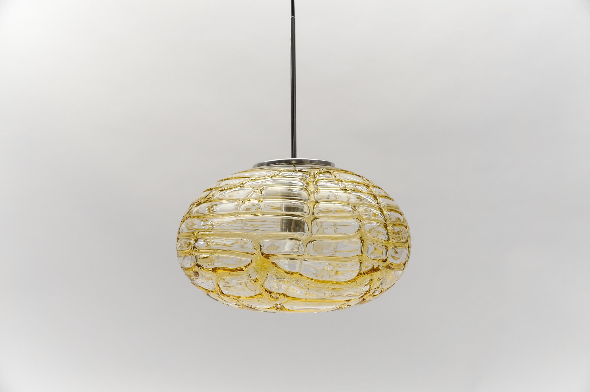 Yellow Oval Murano Glass Ball Pendant Lamp by Doria, 1960s Germany   In Good Condition For Sale In Nürnberg, Bayern