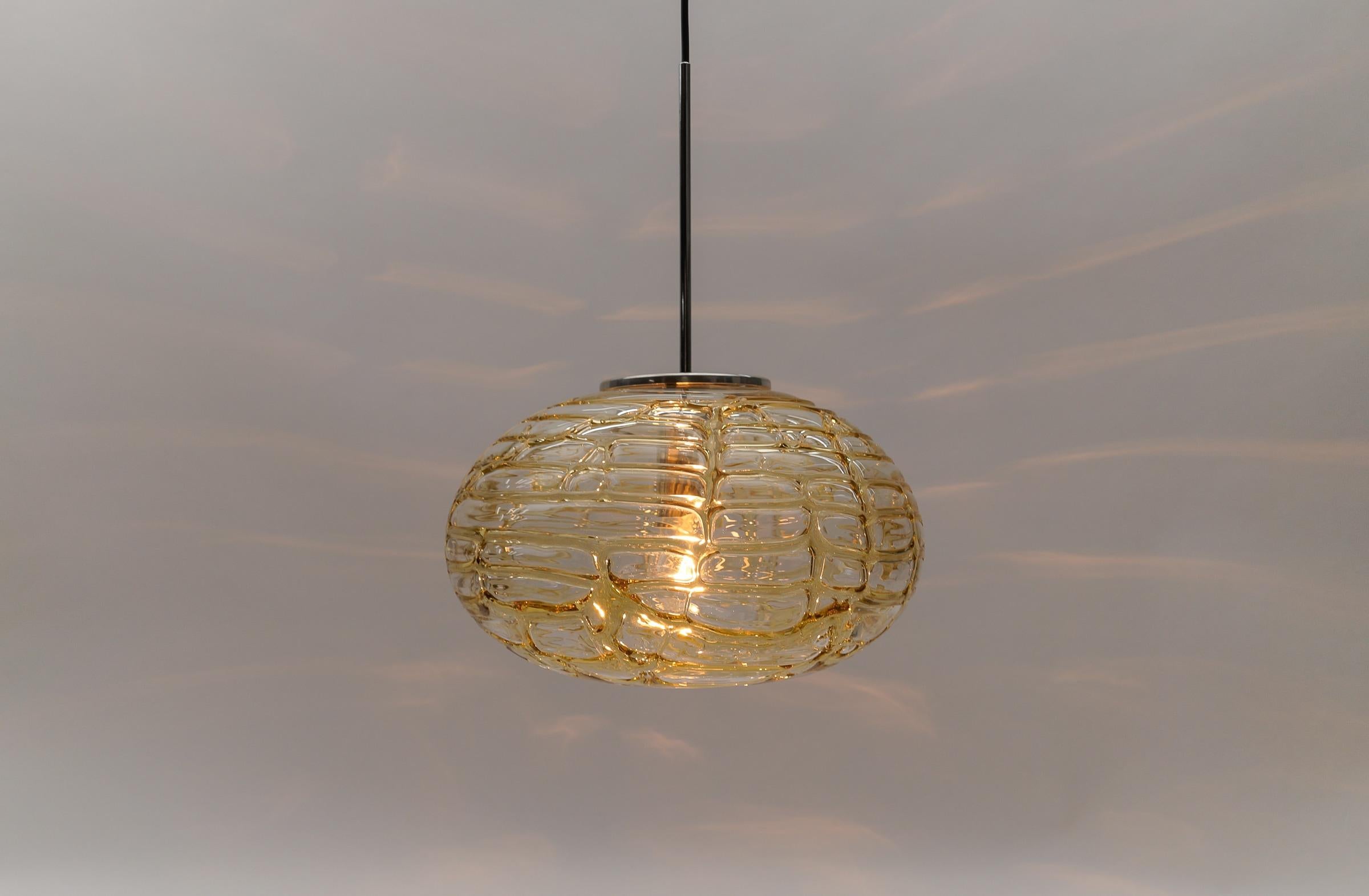 Mid-20th Century Yellow Oval Murano Glass Ball Pendant Lamp by Doria, 1960s Germany   For Sale