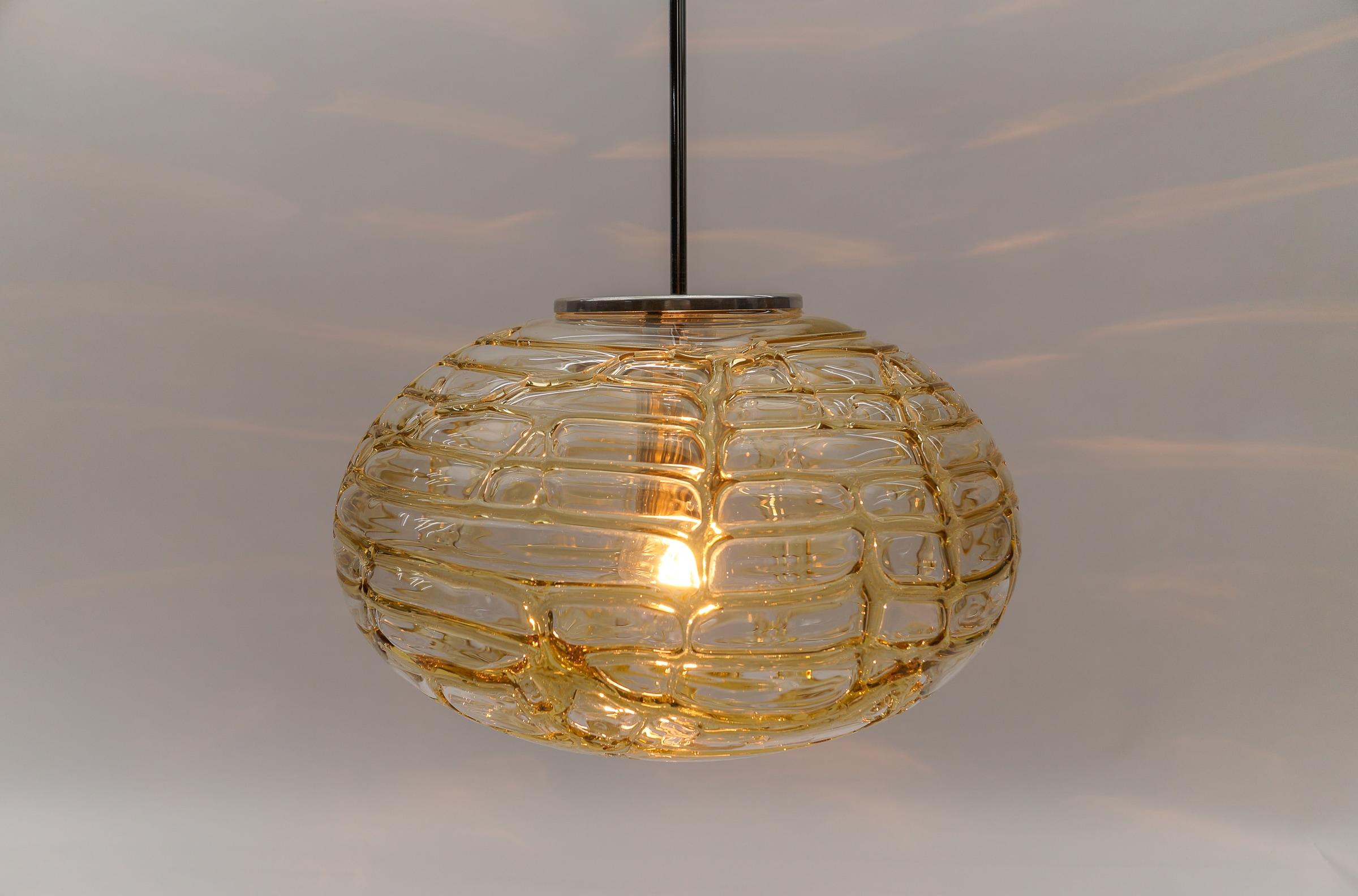 Yellow Oval Murano Glass Ball Pendant Lamp by Doria, 1960s Germany   For Sale 1