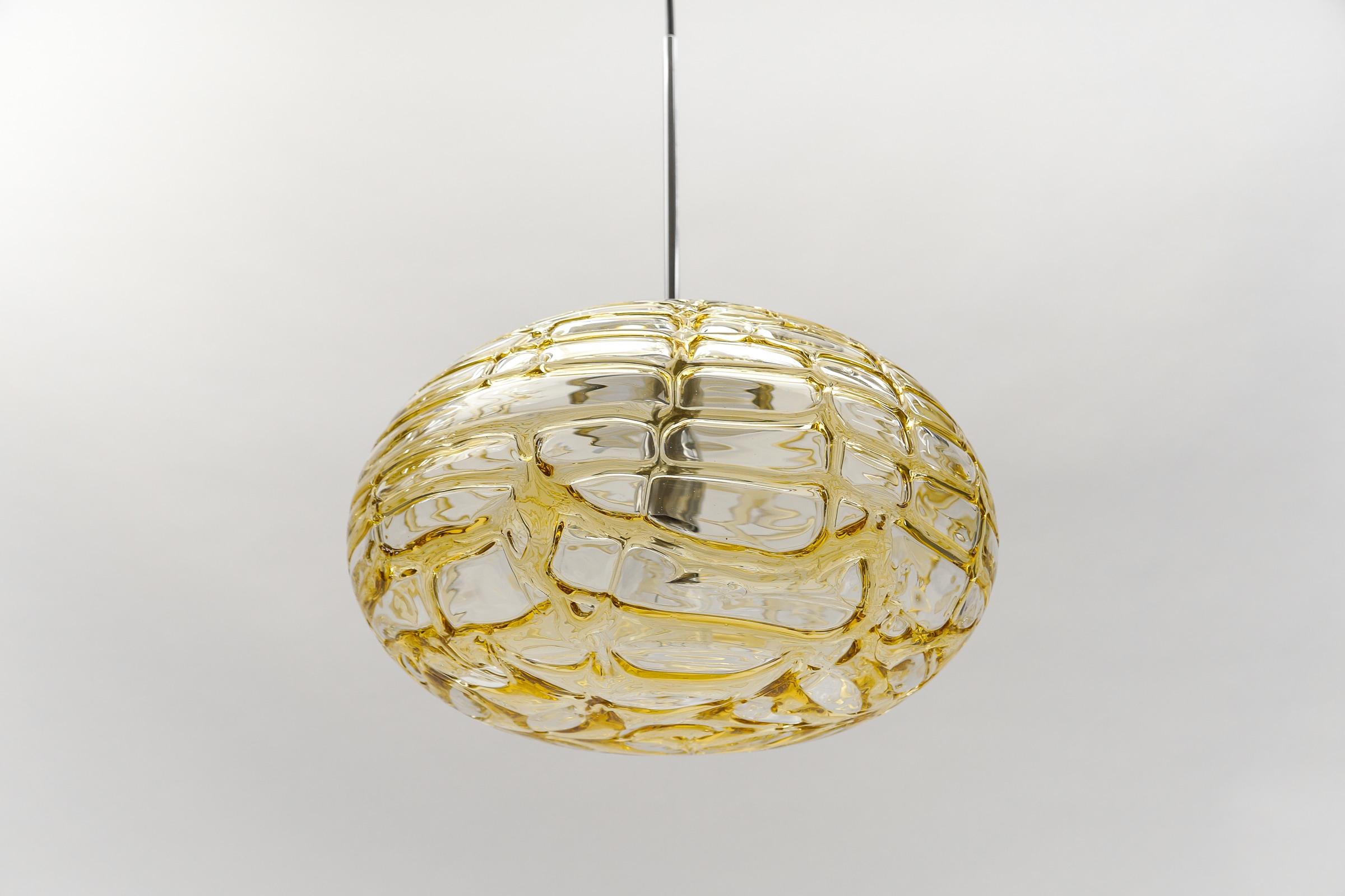Yellow Oval Murano Glass Ball Pendant Lamp by Doria, 1960s Germany For Sale 2