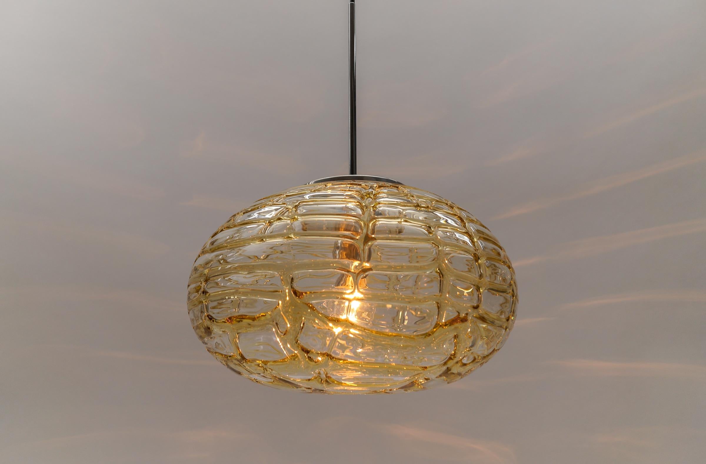 Yellow Oval Murano Glass Ball Pendant Lamp by Doria, 1960s Germany   For Sale 3