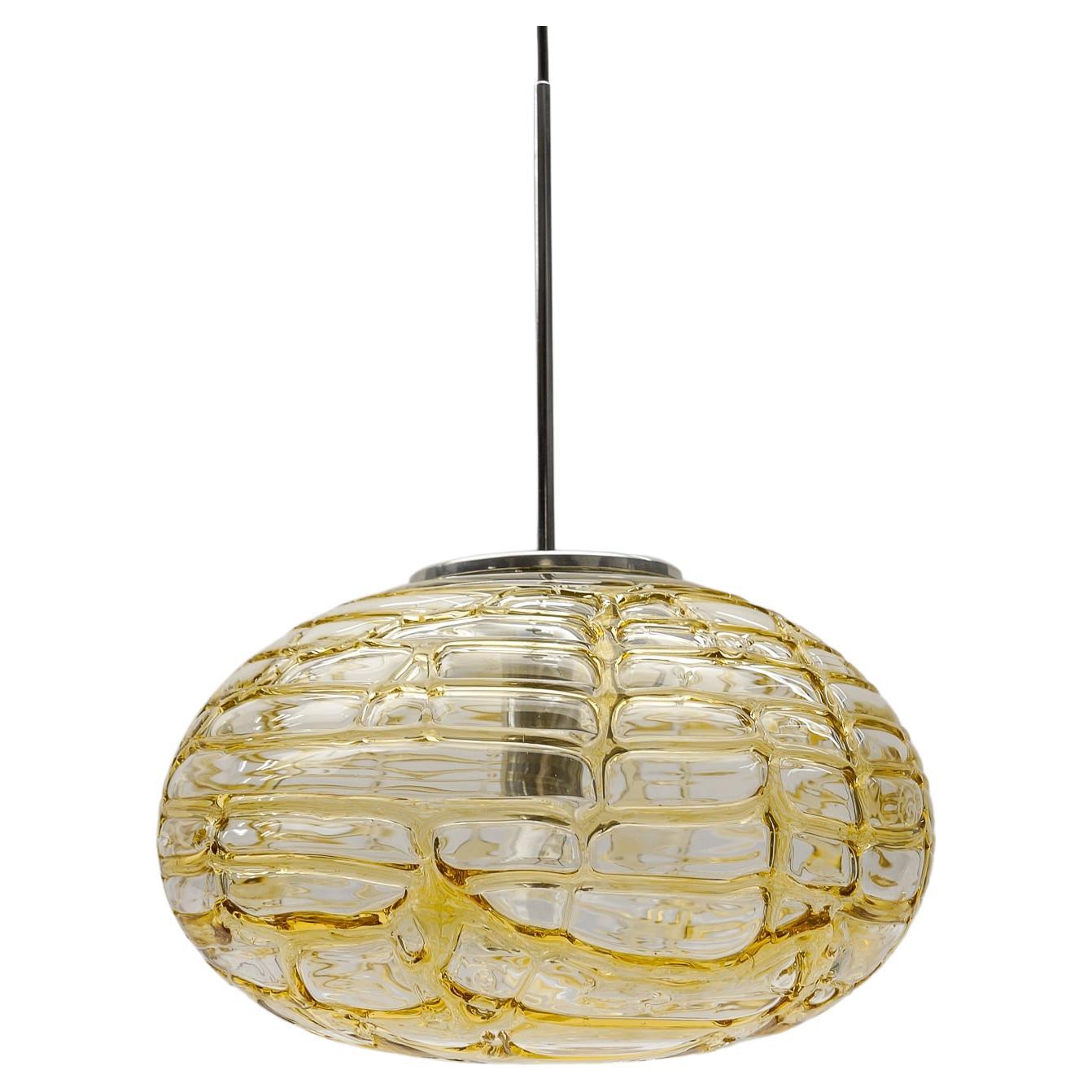 Yellow Oval Murano Glass Ball Pendant Lamp by Doria, 1960s Germany   For Sale