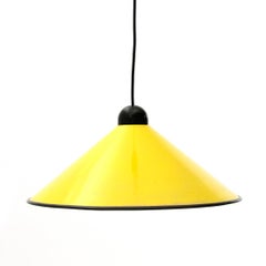 Yellow Painted Aluminum Pendant Lamp, 1950s