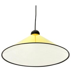 Yellow Painted Aluminum Pendant Lamp, 1950s