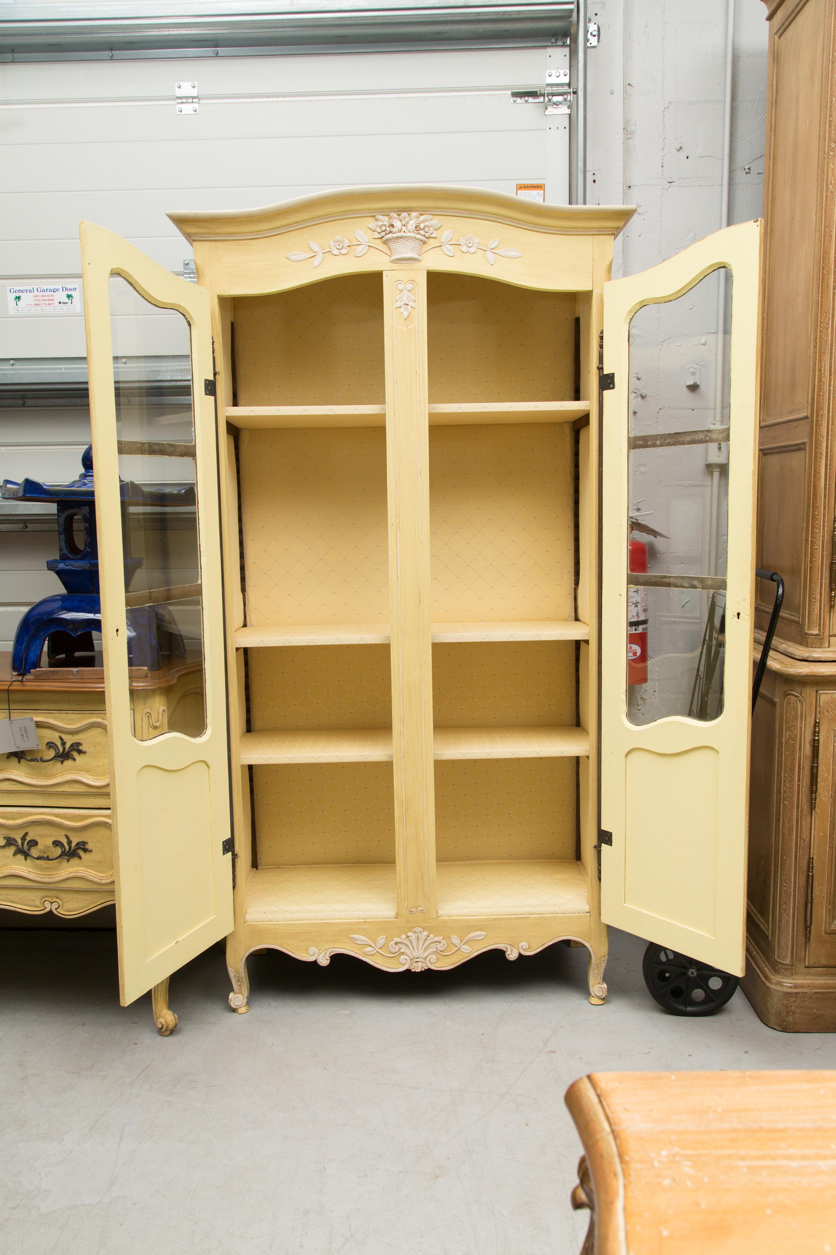 Yellow Painted French Louis XV Armoire 3
