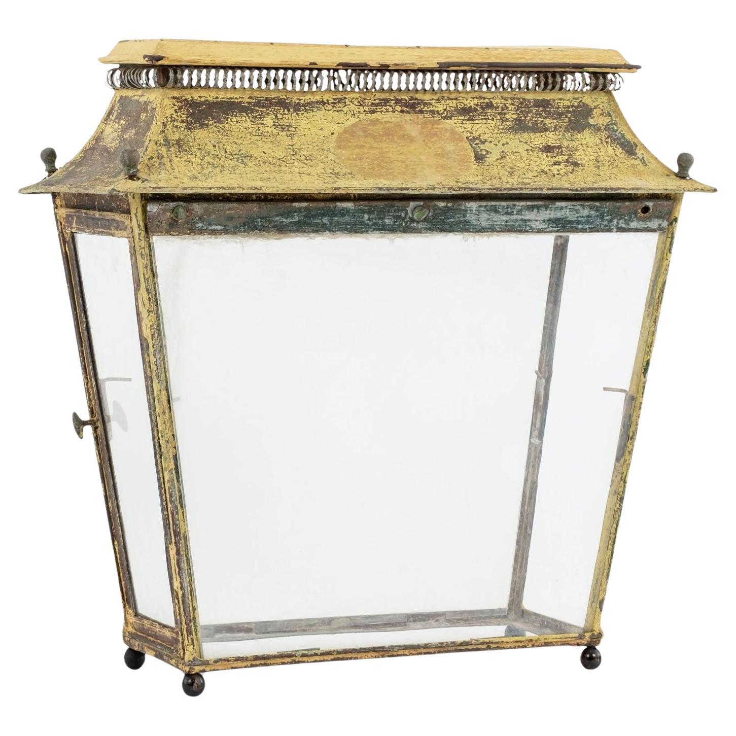 Yellow Painted French Tole Lantern For Sale