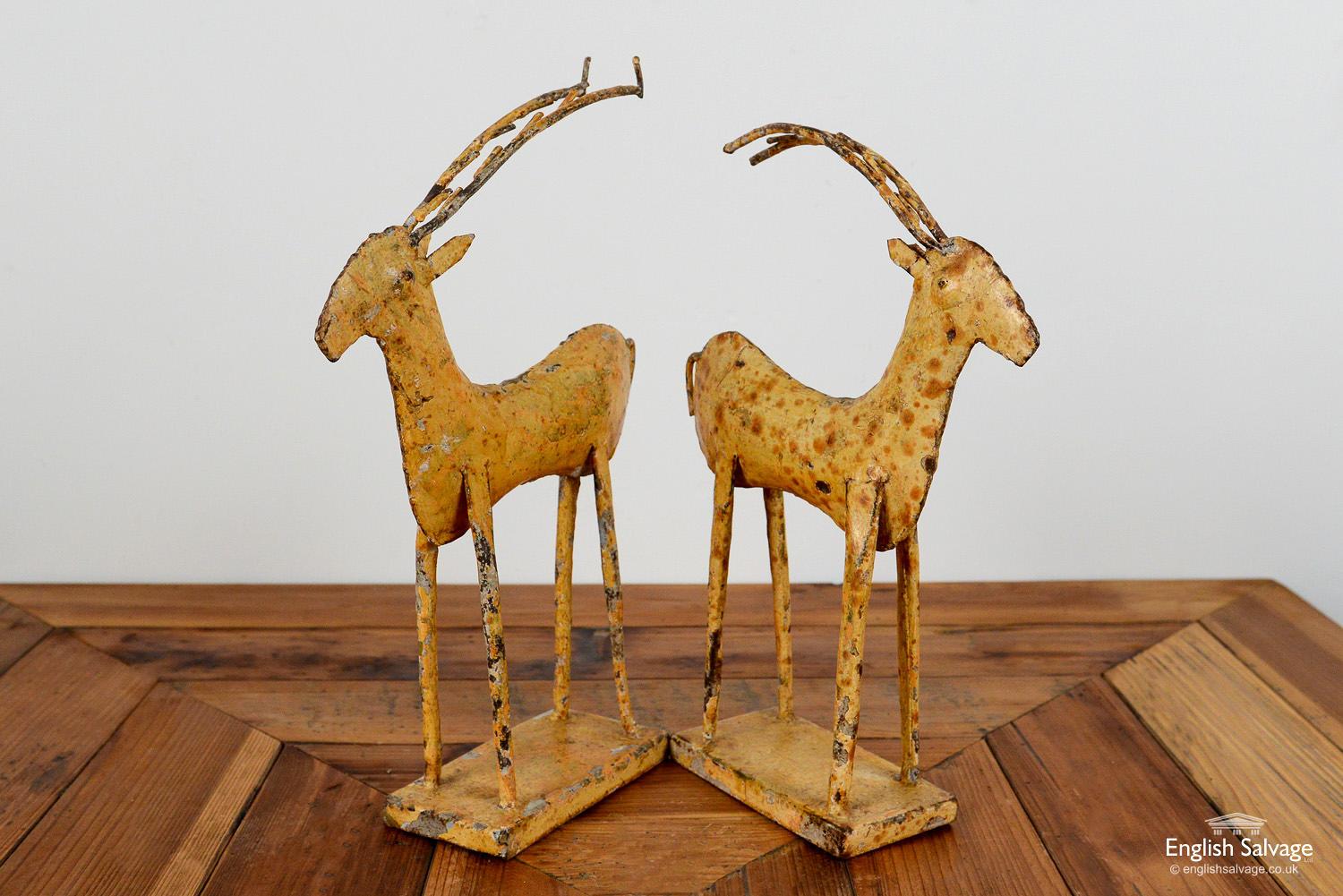 Yellow Painted Iron Deer with Antlers Figures, 20th Century For Sale 2