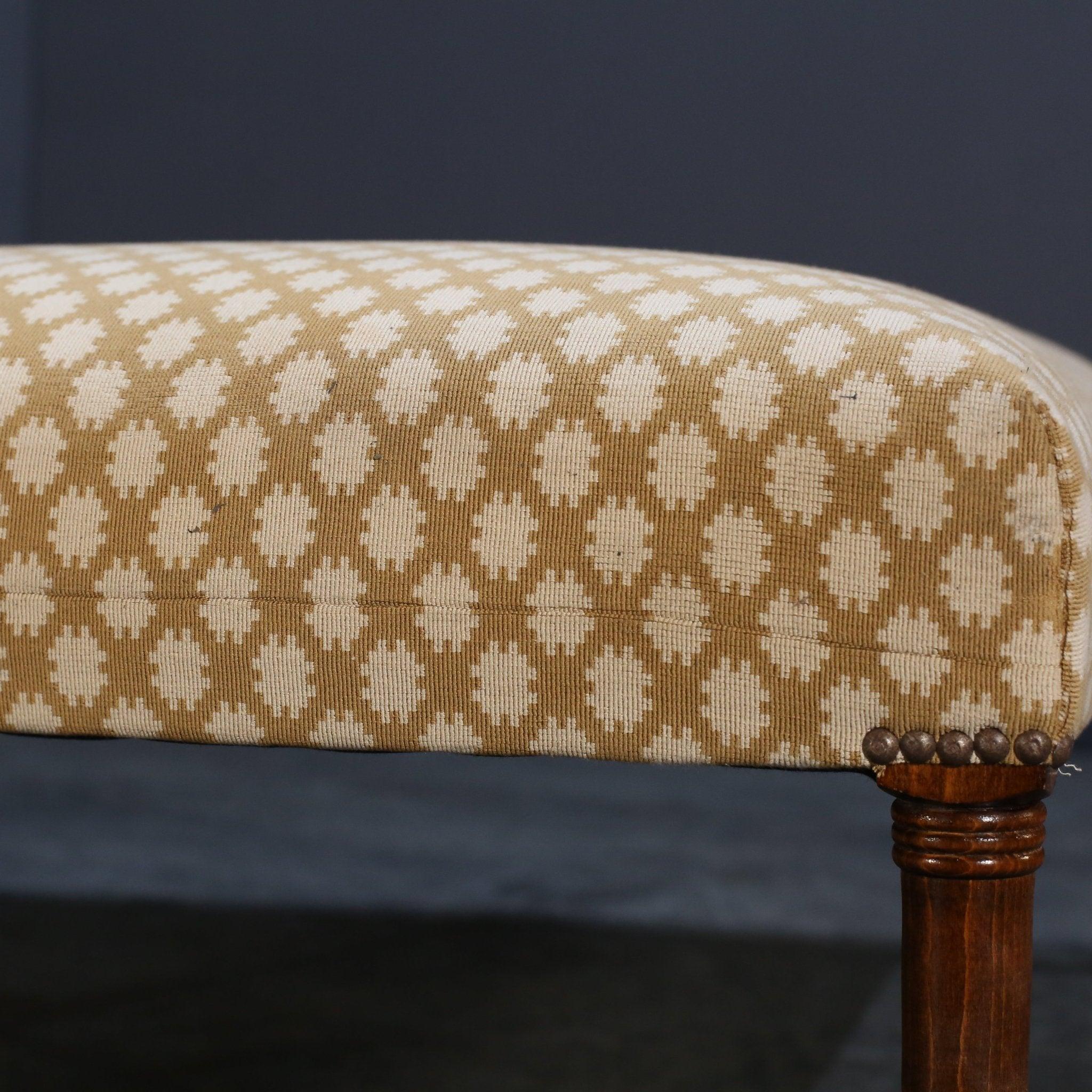 Fabric Yellow Patterned Chesterfield Table For Sale