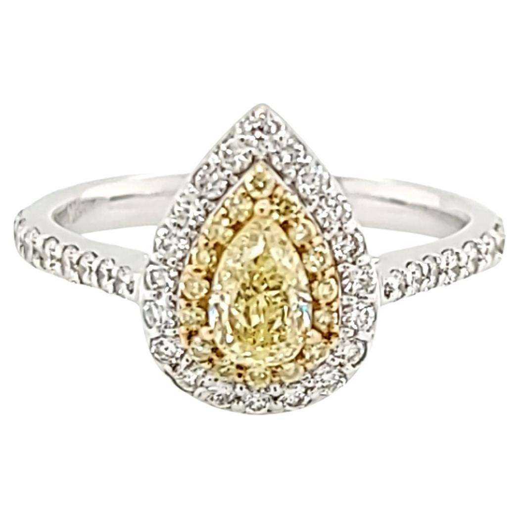 Yellow Pear Shape Diamond Engagement Ring Set in 18k Gold