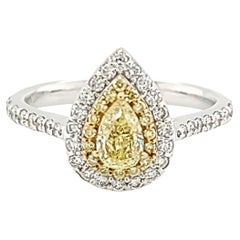Yellow Pear Shape Diamond Engagement Ring Set in 18k Gold