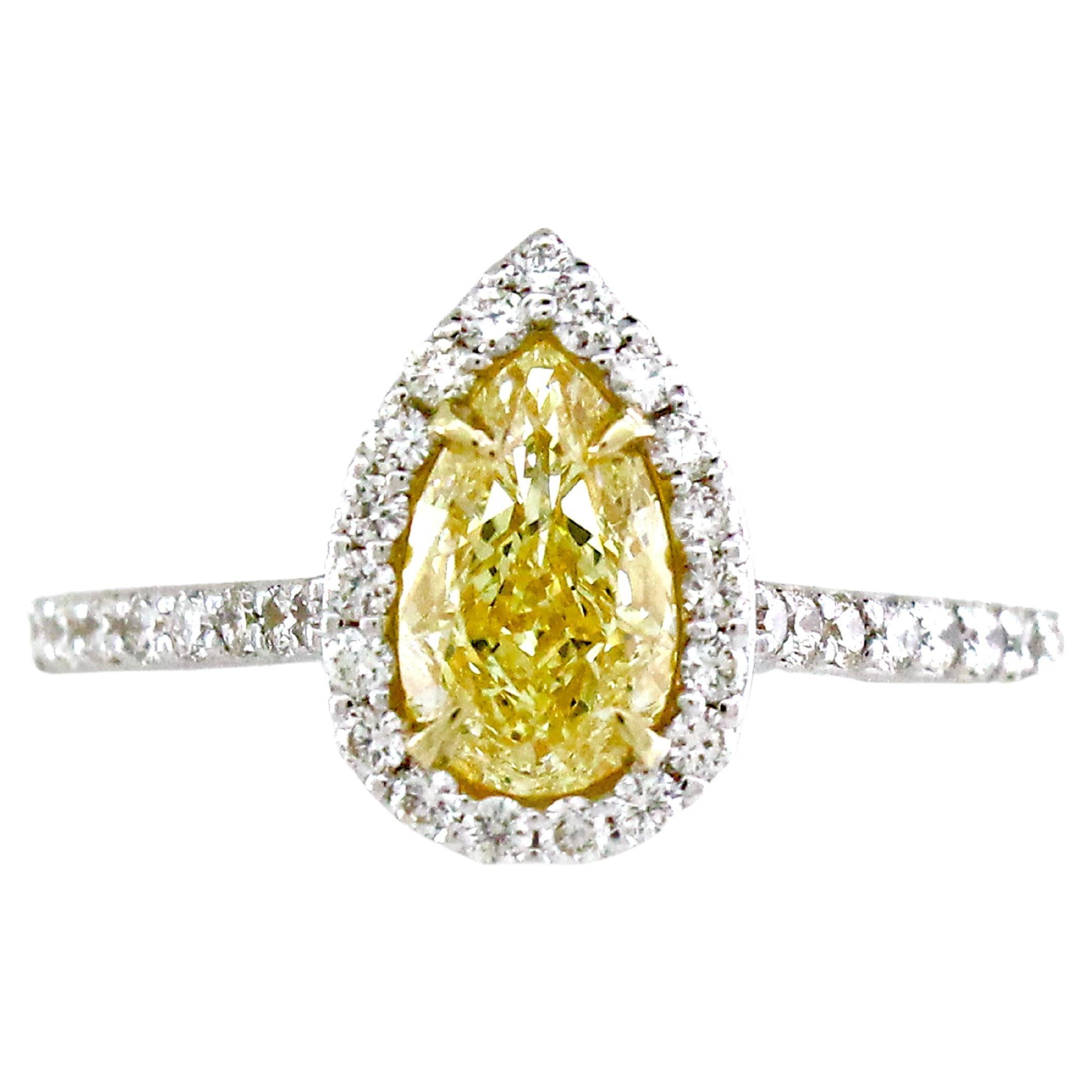 Yellow Pear-Shaped GIA certified Diamond Ring