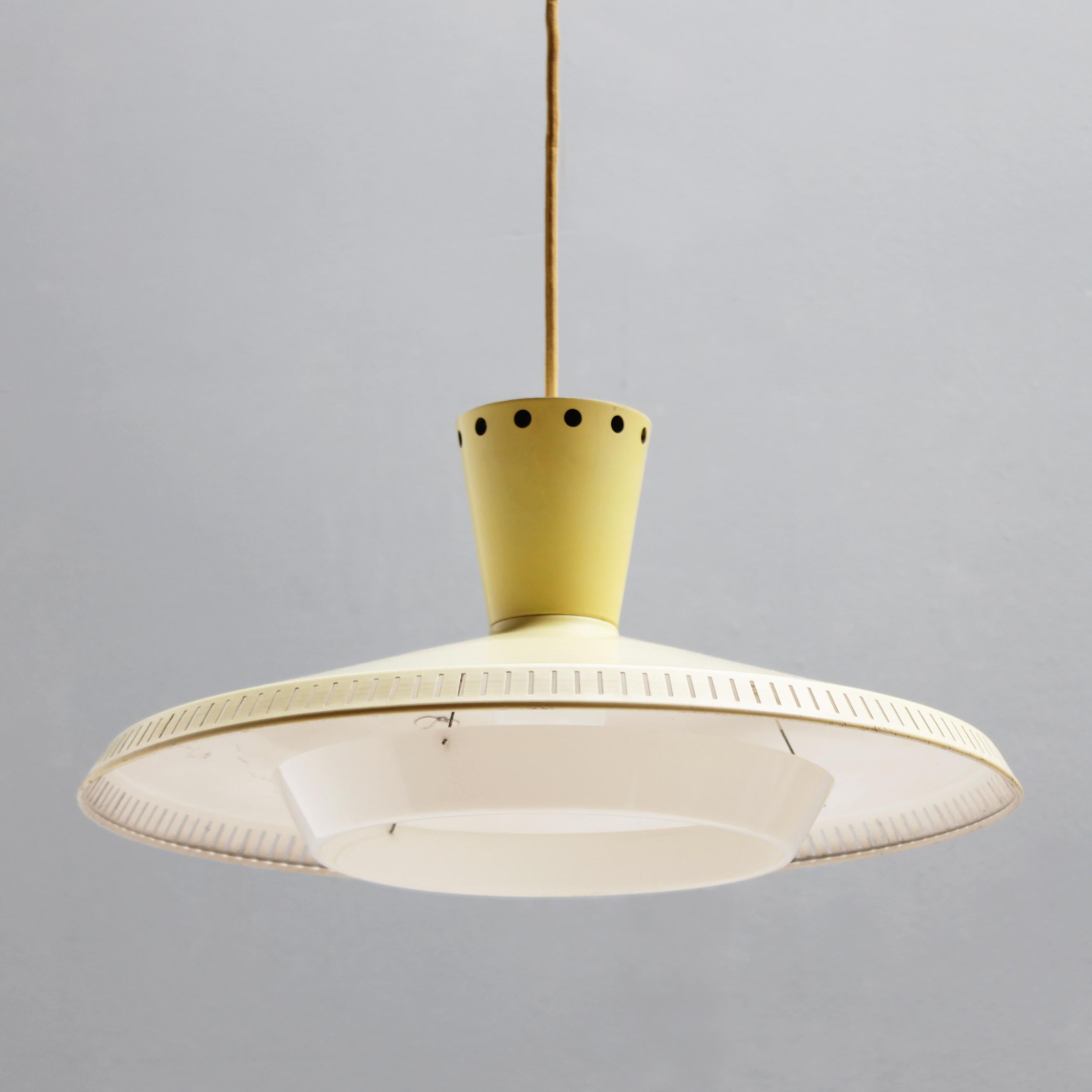 Yellow Pendant by Louis Kalff for Philips, Dutch 1950’s In Good Condition In JM Haarlem, NL