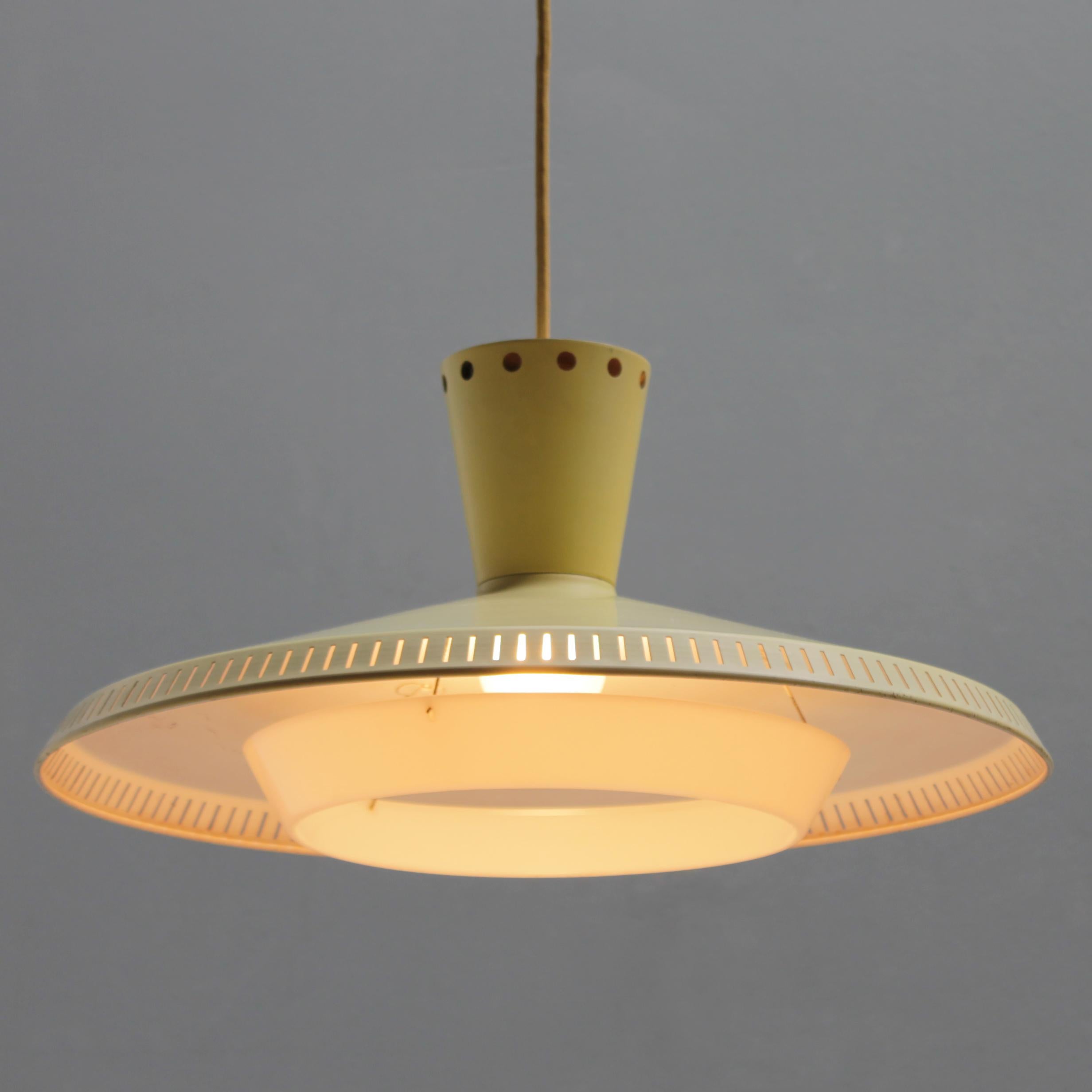 Metal Yellow Pendant by Louis Kalff for Philips, Dutch 1950’s