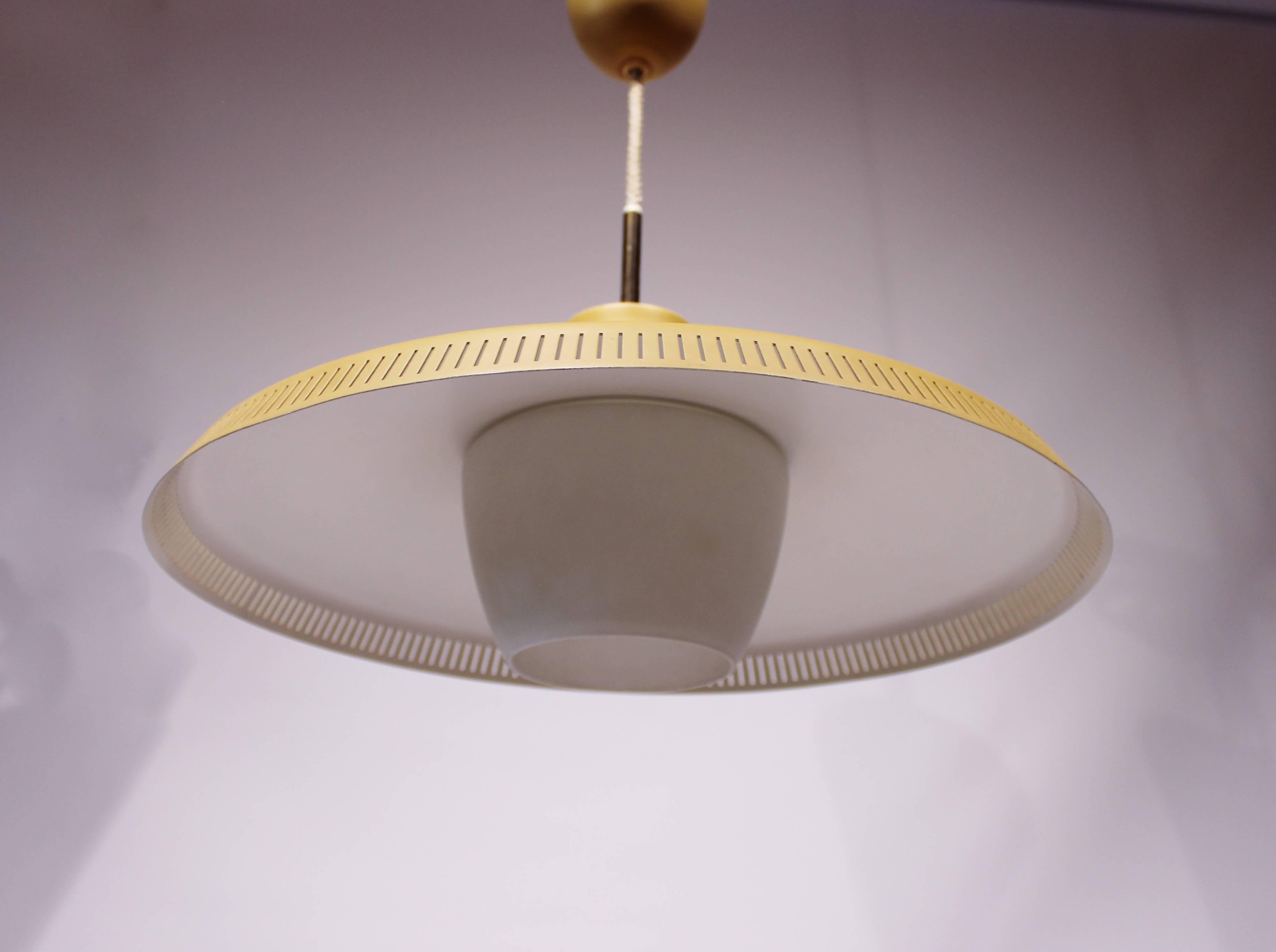 Scandinavian Modern Yellow Pendant, P415 by Bent Karlby and Lyfa, 1960s For Sale