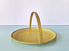 Yellow perforated metal bonbonniere by Mathieu Matégot, France 1950's