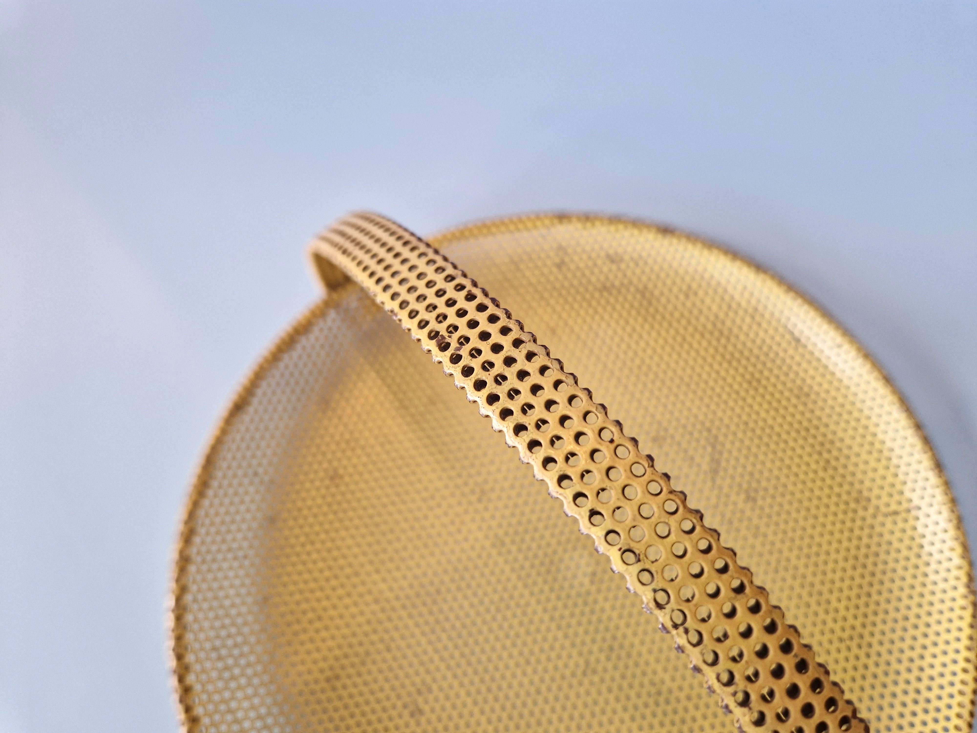 French Yellow perforated metal bonbonniere by Mathieu Matégot, France 1950's For Sale
