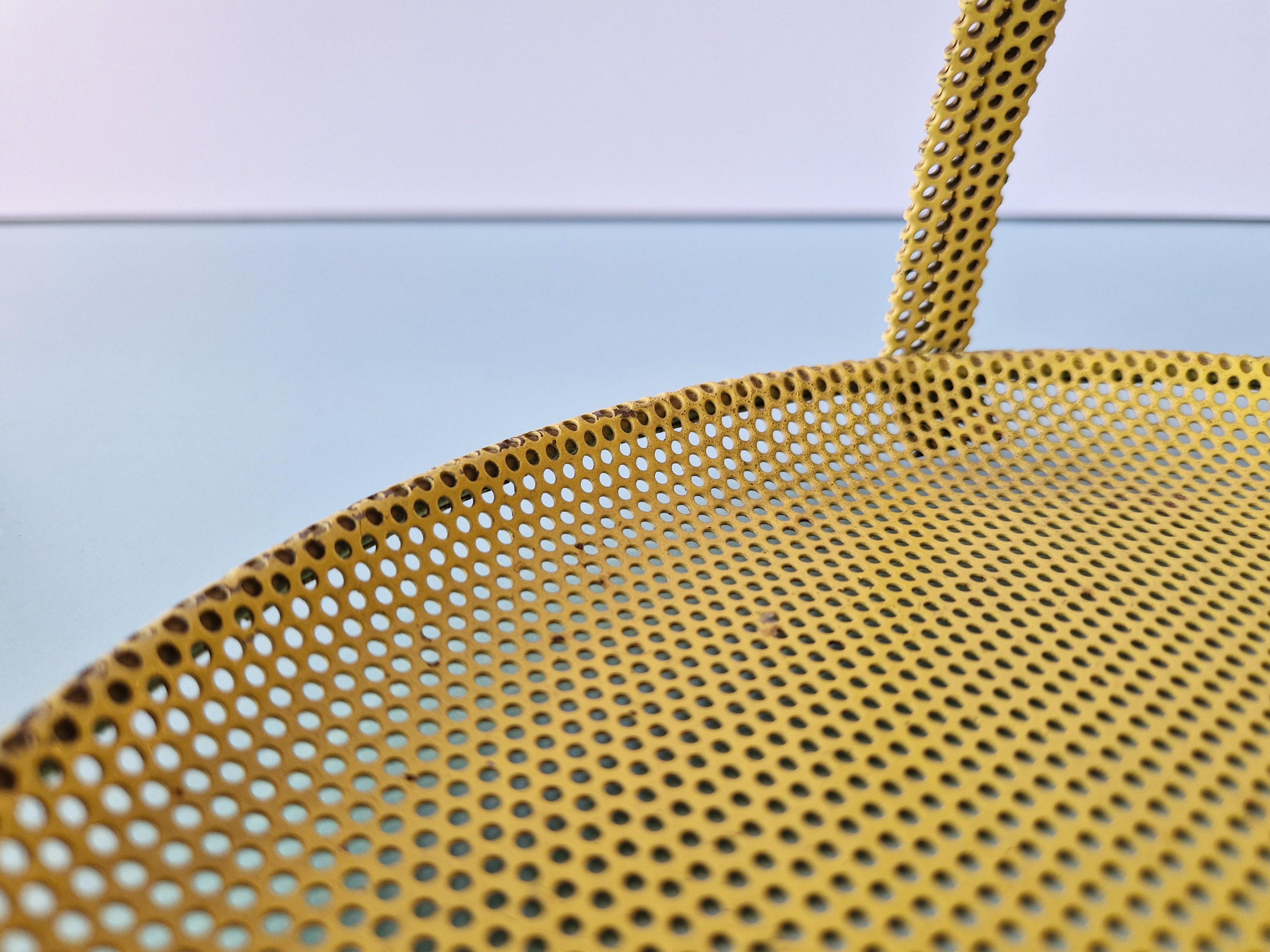 Lacquered Yellow perforated metal bonbonniere by Mathieu Matégot, France 1950's For Sale
