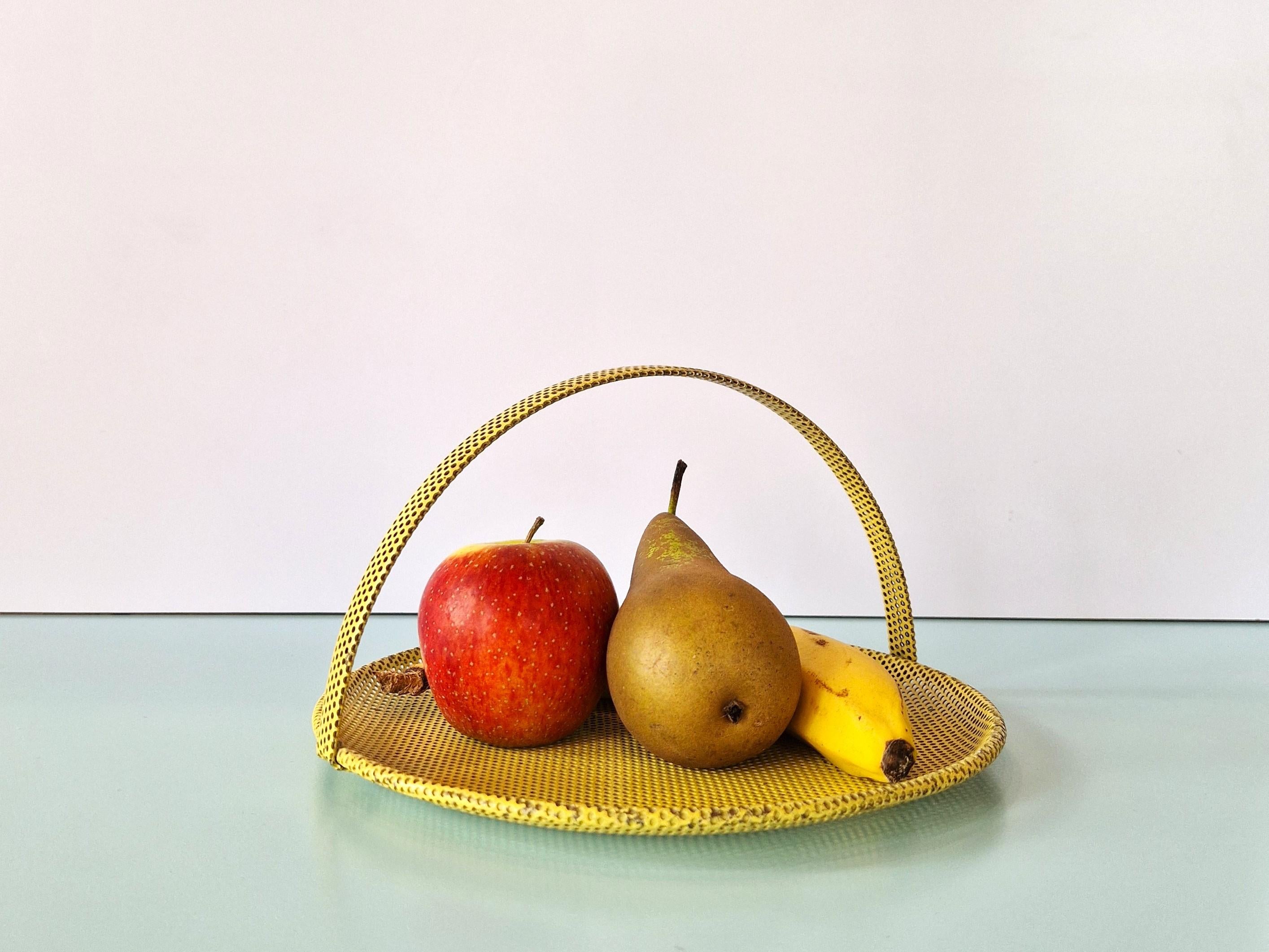 Mid-20th Century Yellow perforated metal bonbonniere by Mathieu Matégot, France 1950's For Sale