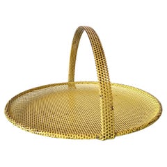 Yellow perforated metal bonbonniere by Mathieu Matégot, France 1950's