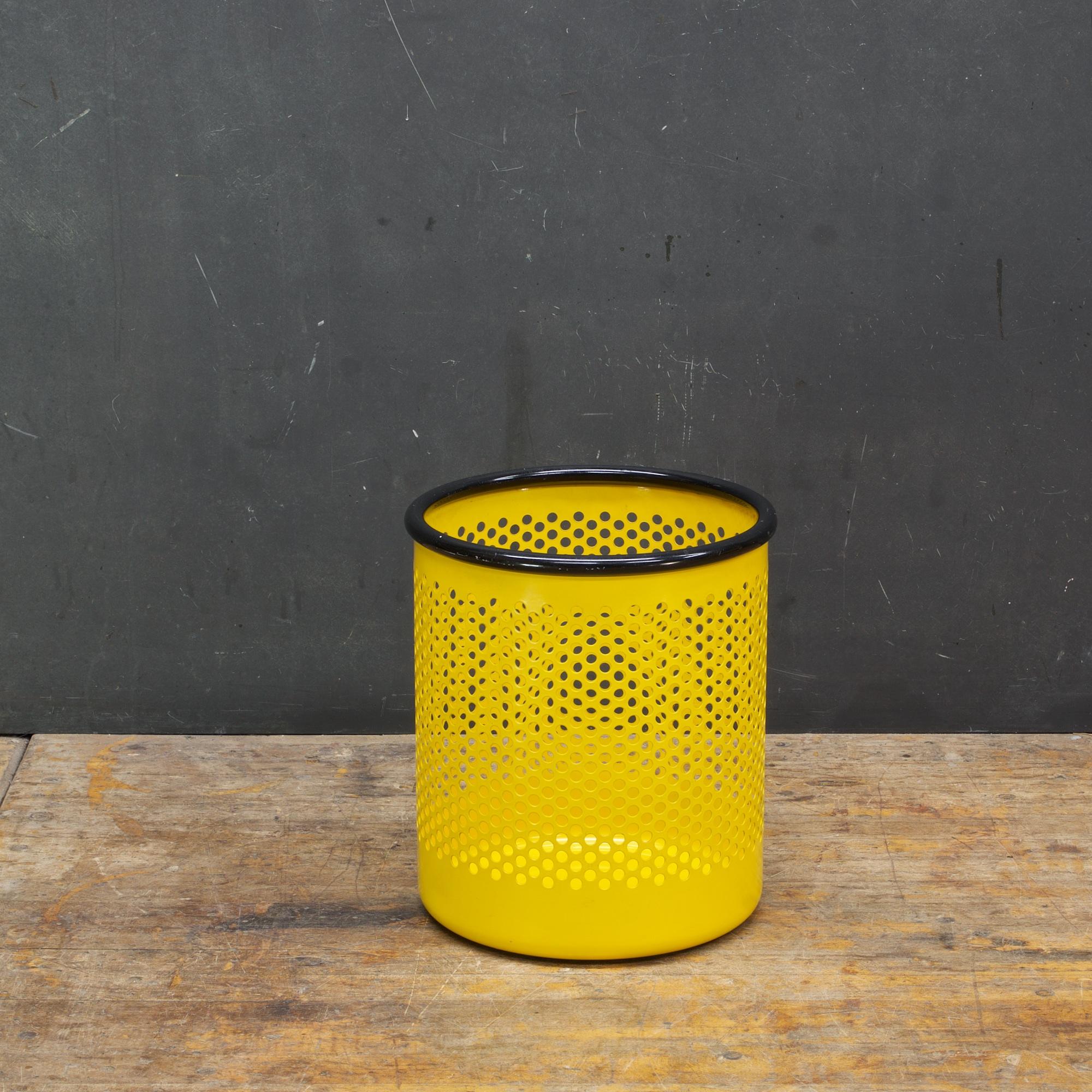 Yellow Perforated Metal Office Wastebasket Trash Can Italy Memphis