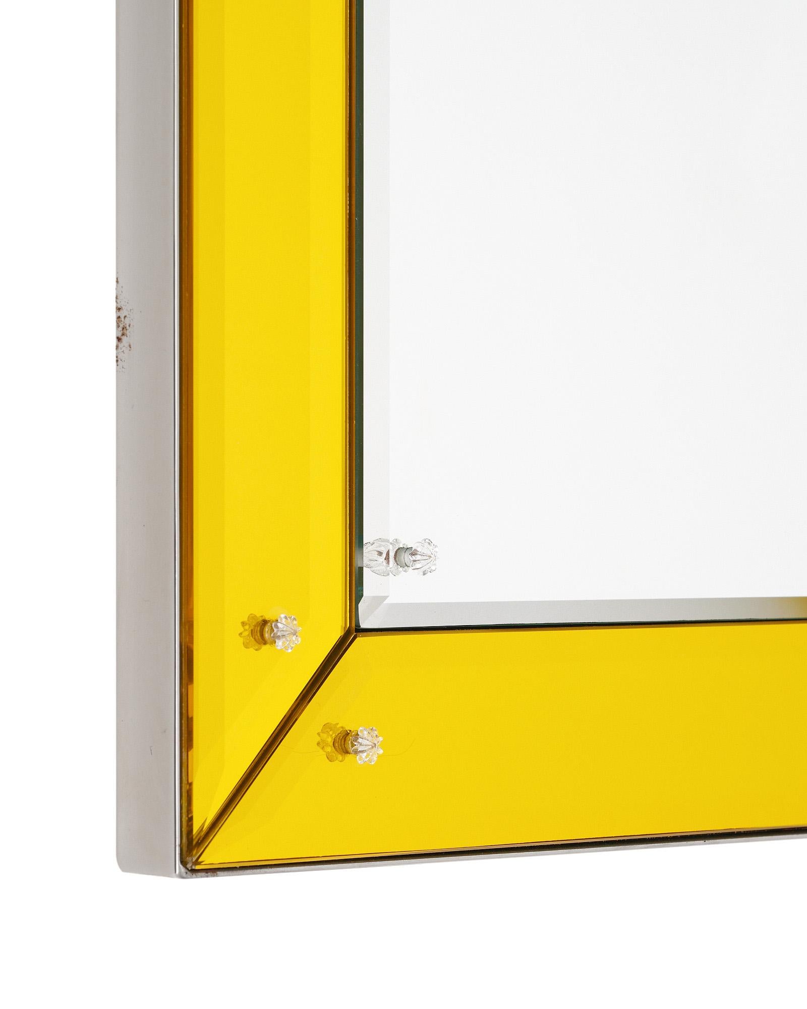 Philippe Starck miroir moderniste vintage jaune Bon état à Austin, TX