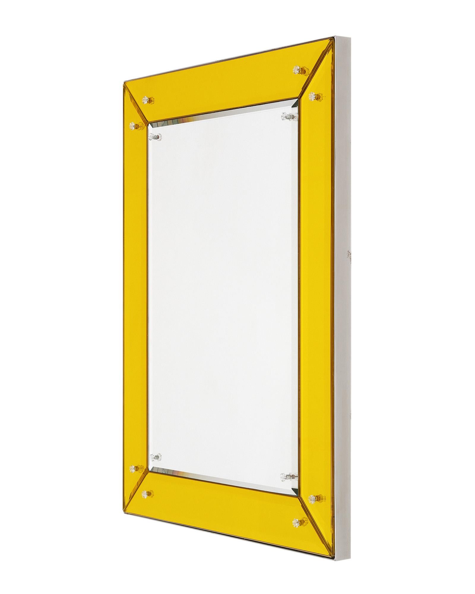 Philippe Starck miroir moderniste vintage jaune 1