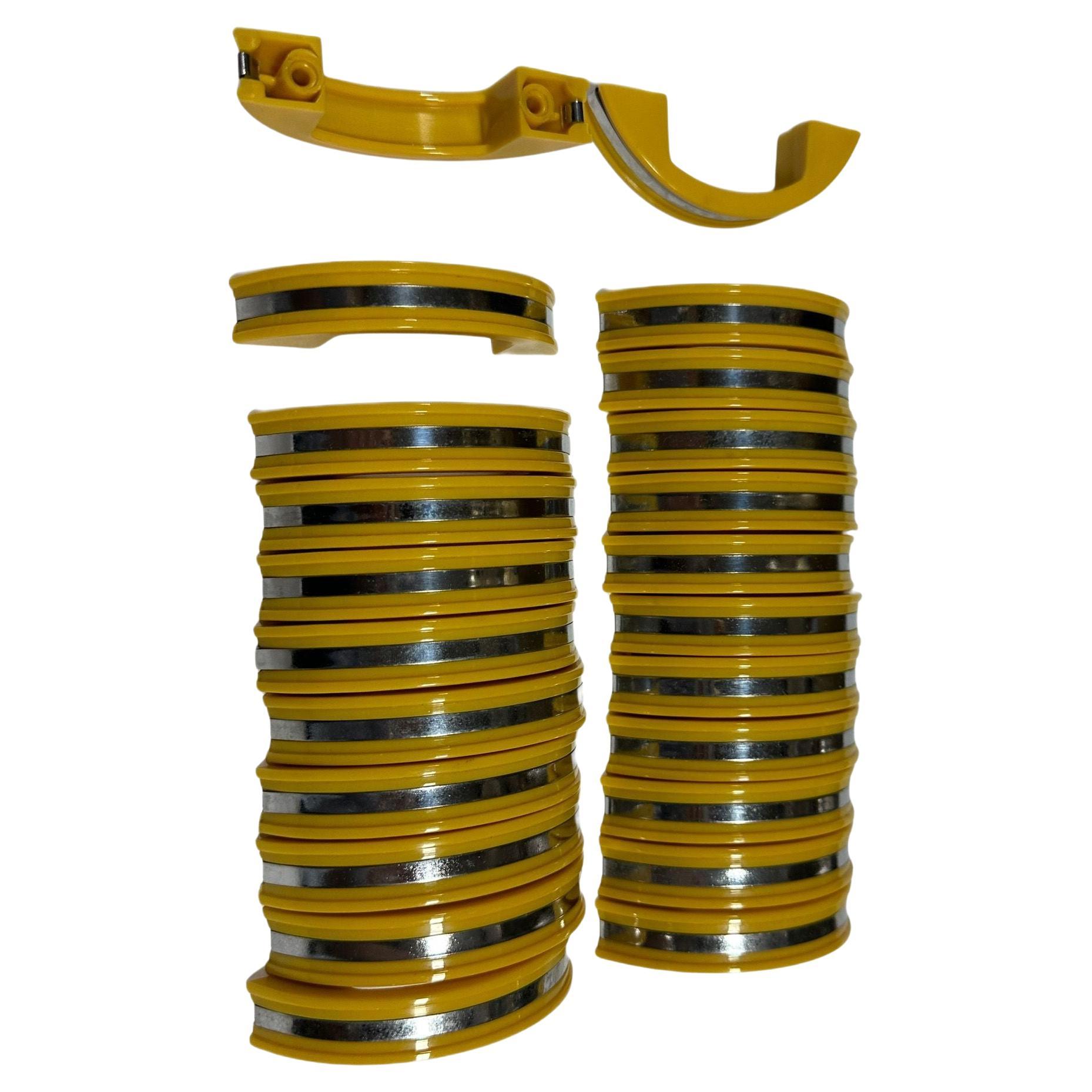 Yellow Phonic Resin Drawer/Door Pull with Aluminum Accent, Set of 23 For Sale